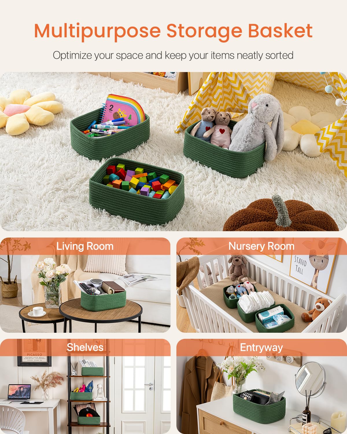 Small Woven Storage Basket for Organizing (3 Count)