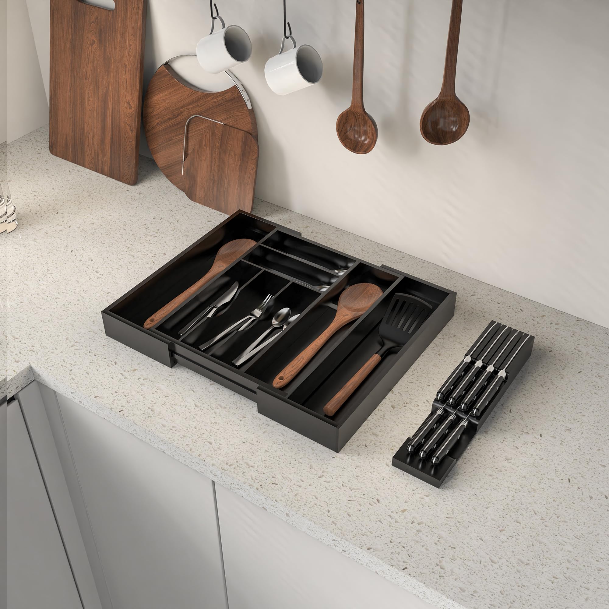 Bamboo Silverware Drawer Organizer