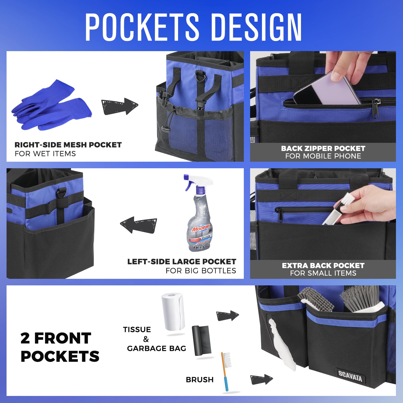 Compact Wearable Cleaning Caddy with Handle & Shoulder Straps