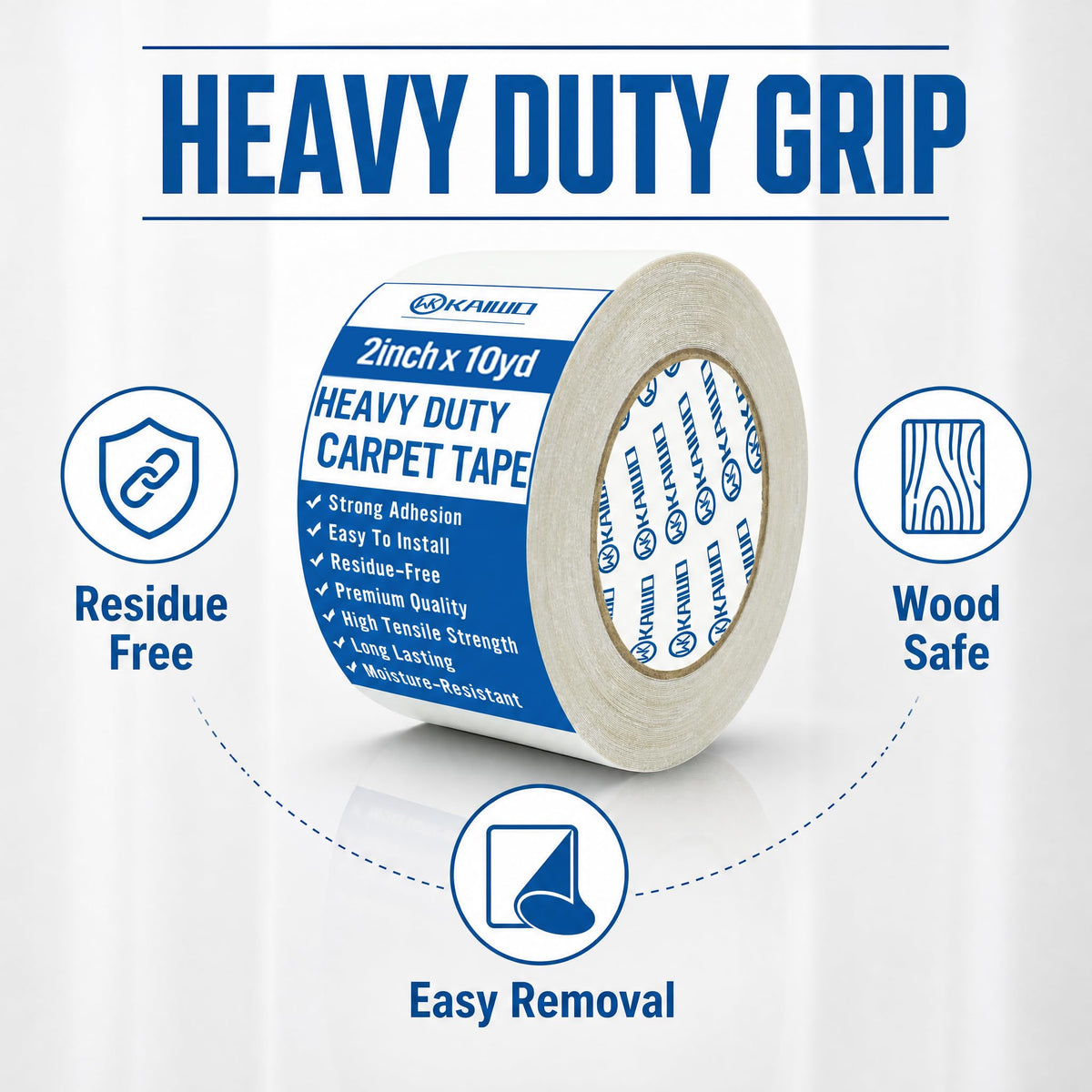 Heavy Duty Carpet Tape Double Sided 2 INx10YD Rug Tape for Area Rugs on Carpet (30 Foot)