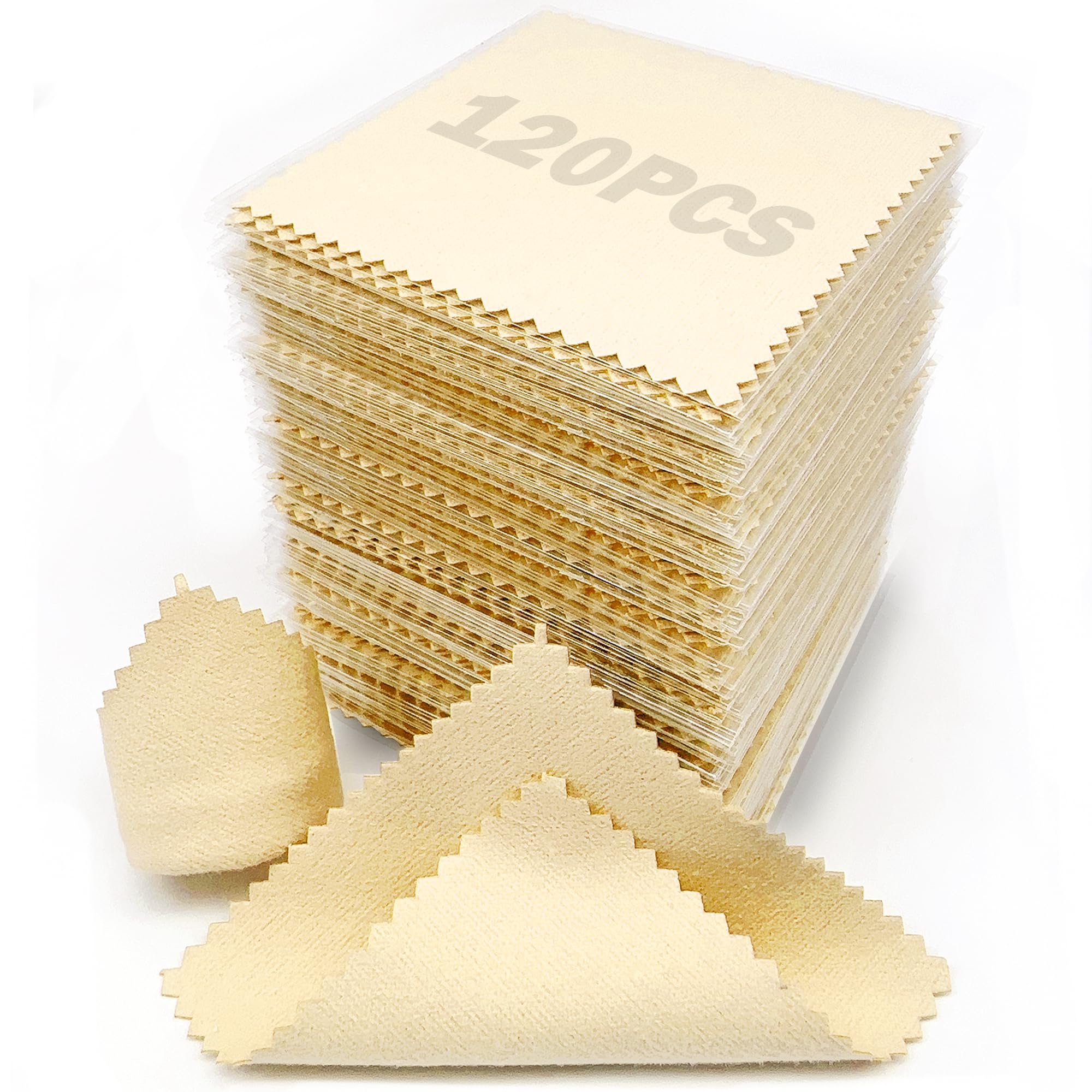 120 PCS Jewelry Cleaning Cloth Jewelry Polishing Cloths Individually Wrapped Silver Cleaning Cloth for Jewelry Sterling Silver