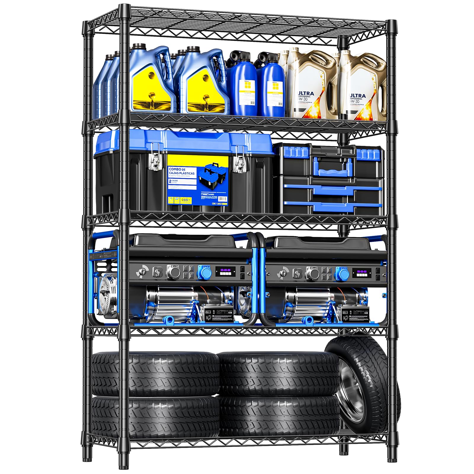 5 Tier 72"in Height 1750 LBS Garage Steel Wire Shelving for Pantry