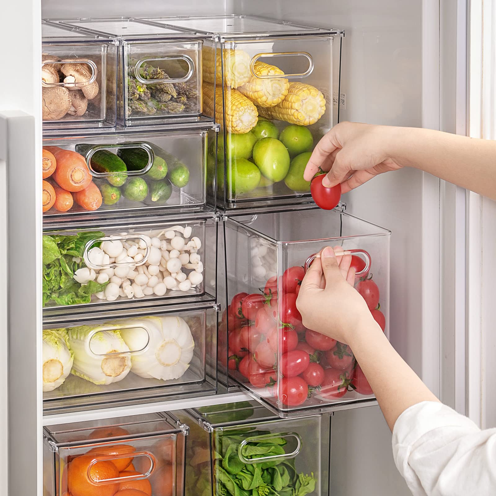 9.5QT Refrigerator Organizer Fridge Storage Bin with Pull