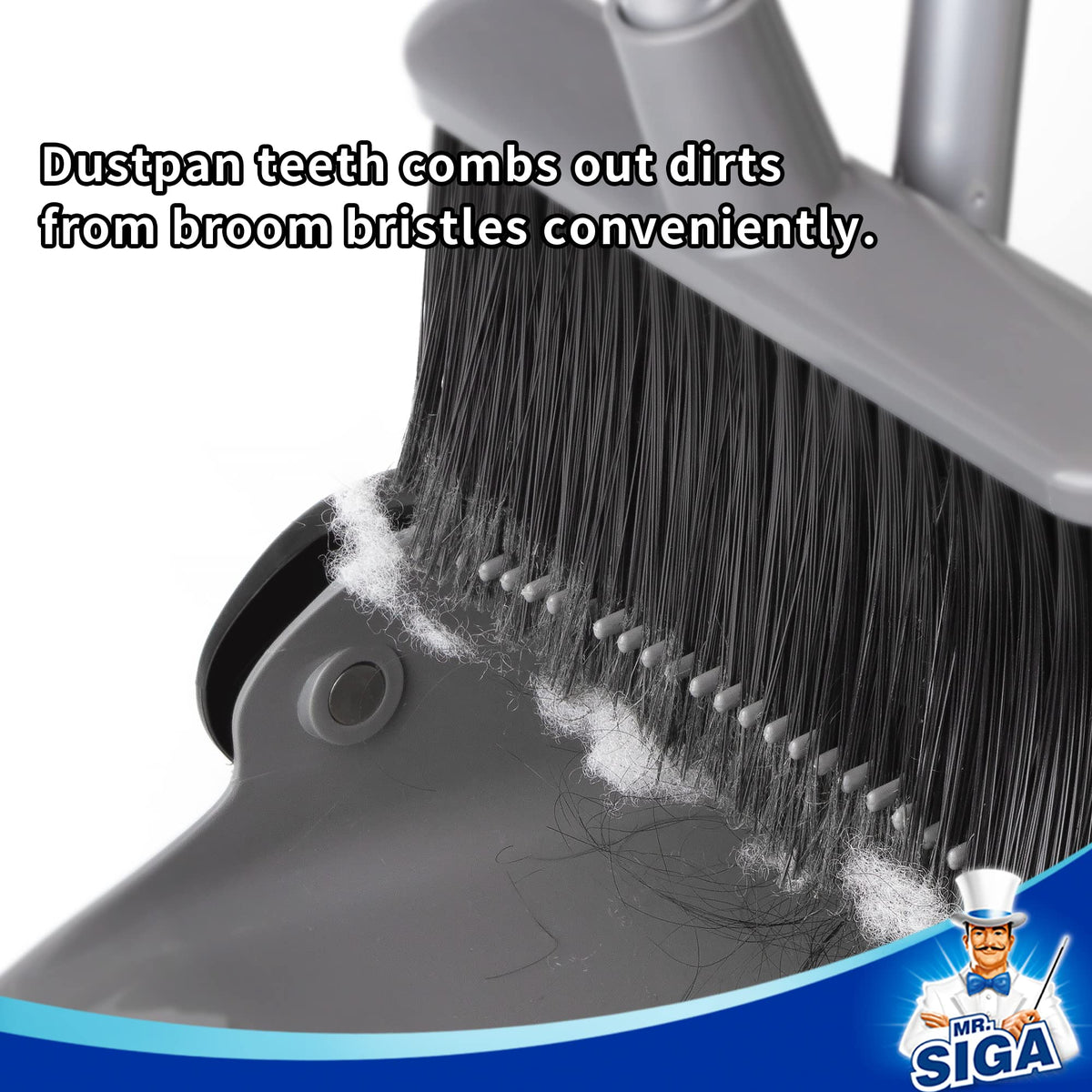 Broom and Dustpan Set with Adjustable Long Handle