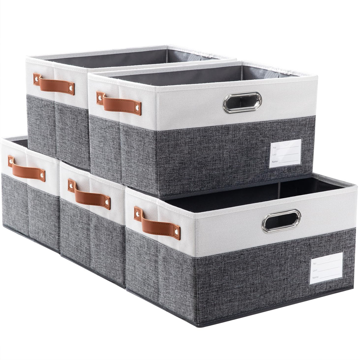 Larger Foldable Storage Bins with Handles [5 (5 Count)