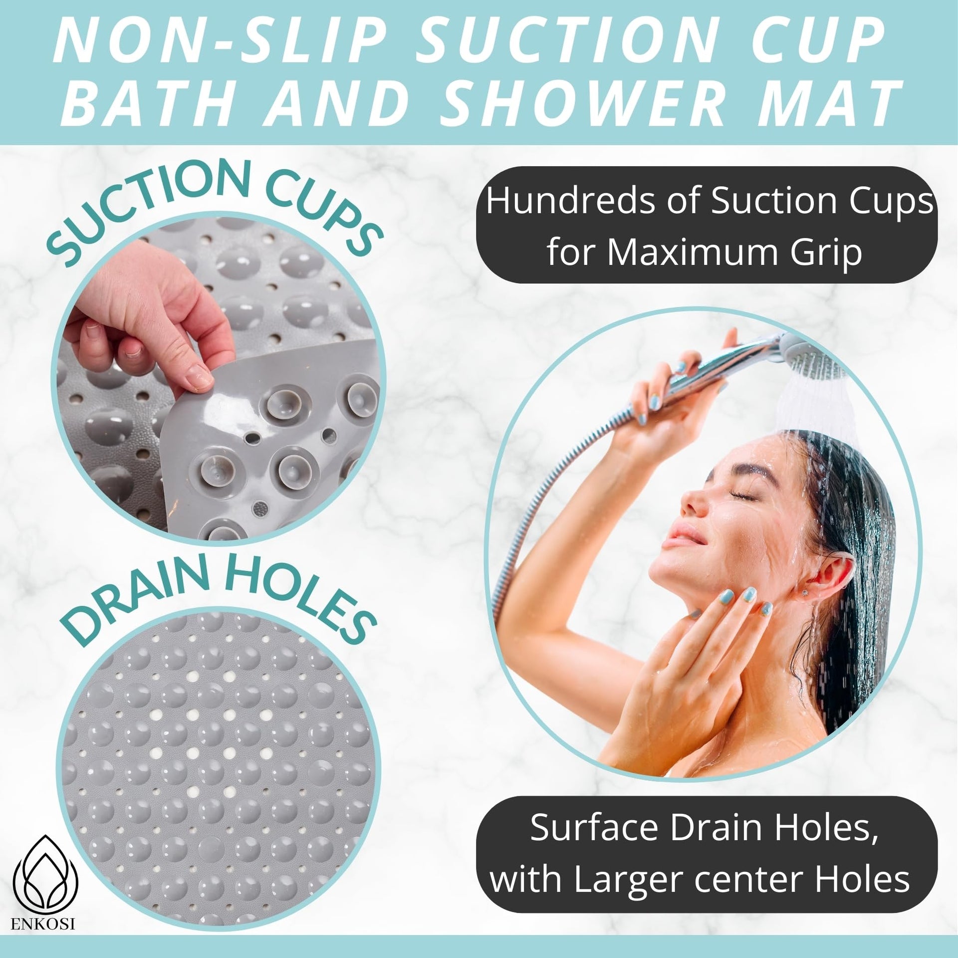 Non Slip Bath & Shower Mat 40x16 Extra Long