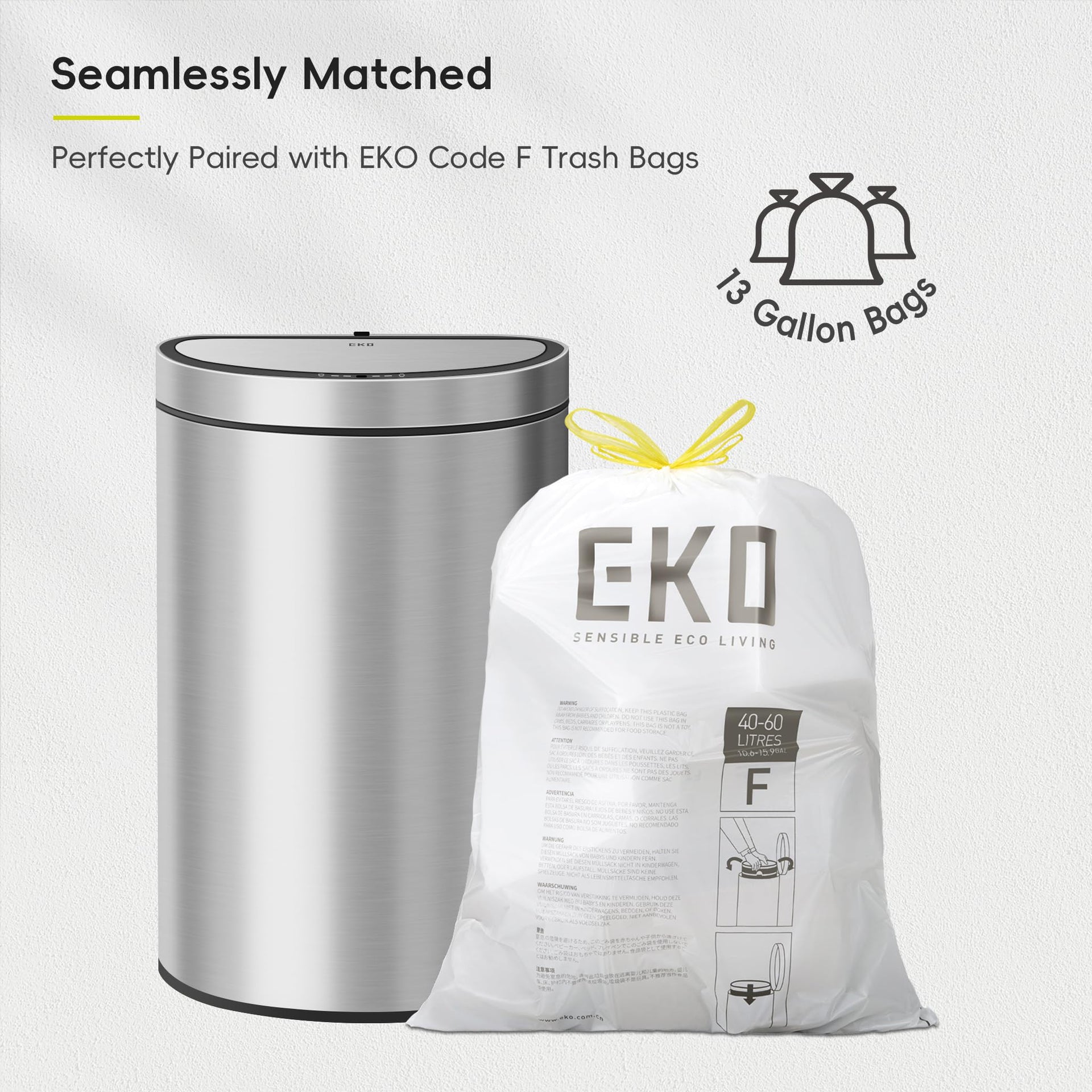 Mirage Semi Round Motion Sensor Trash Can or Recycling Bin
