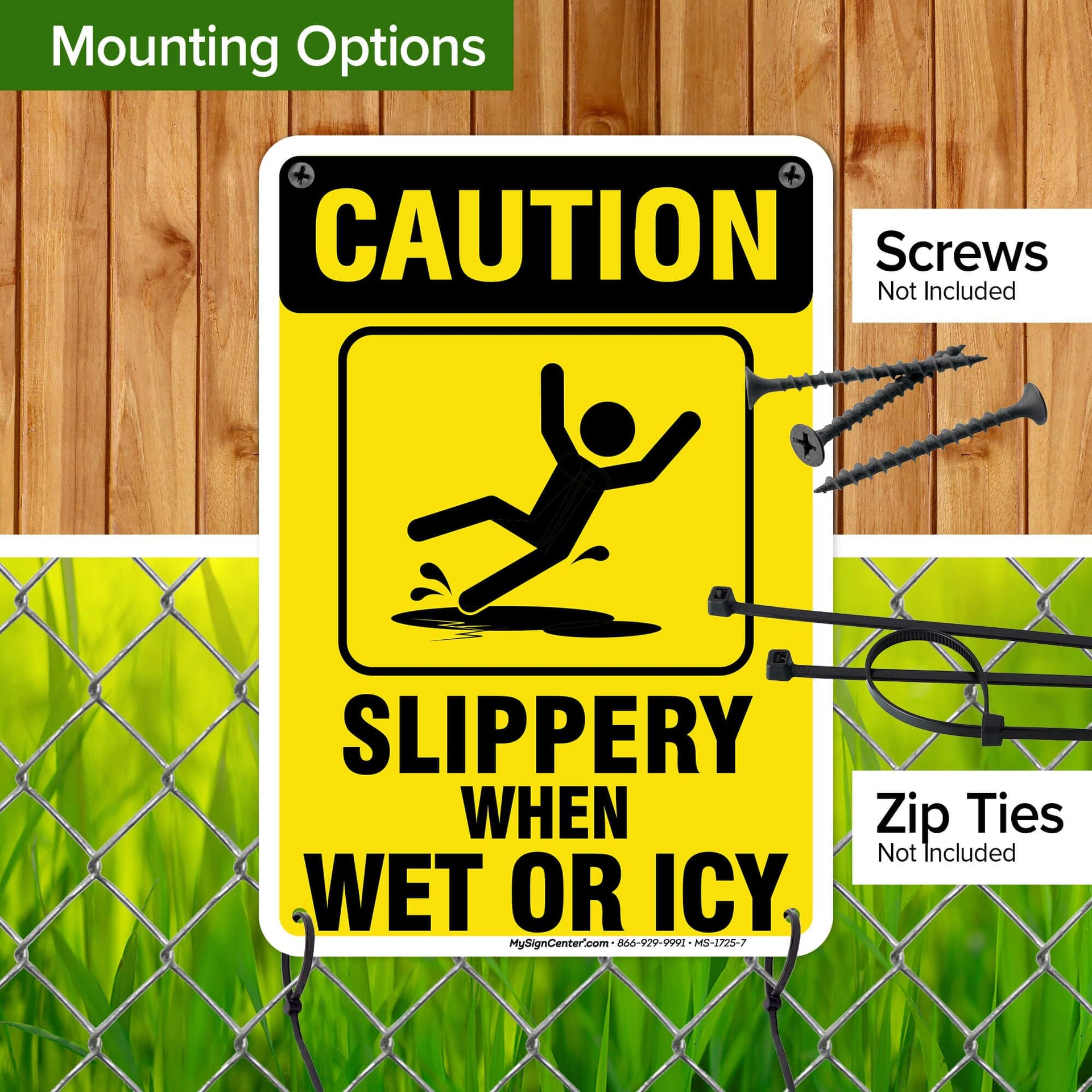 Caution Slippery When Wet Sign or ICY Sign