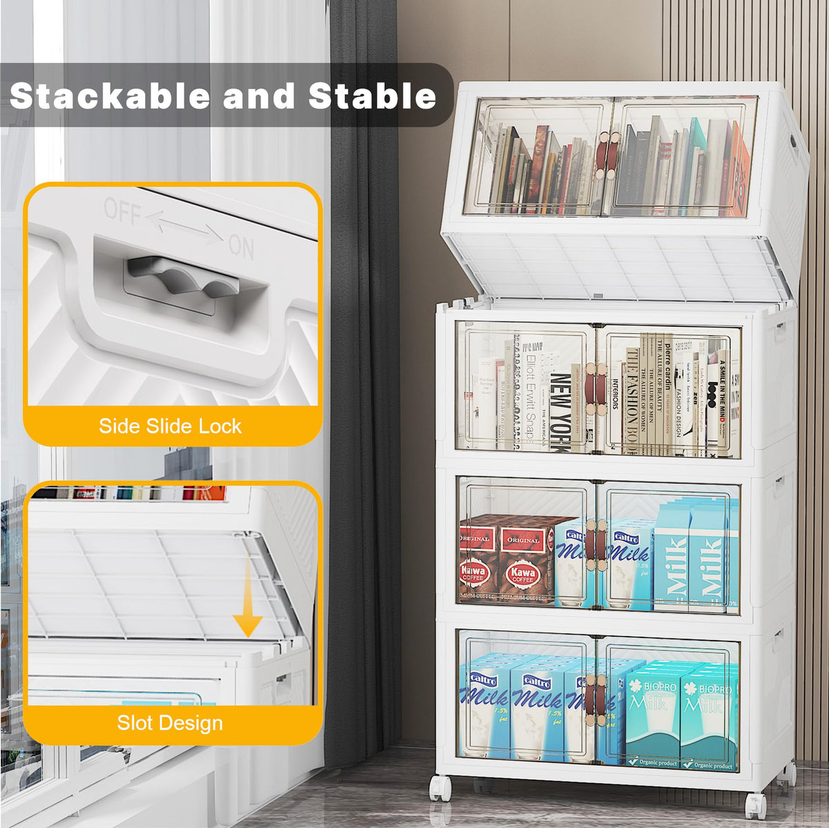 Stackable Storage Bins with Lid (4 Count)