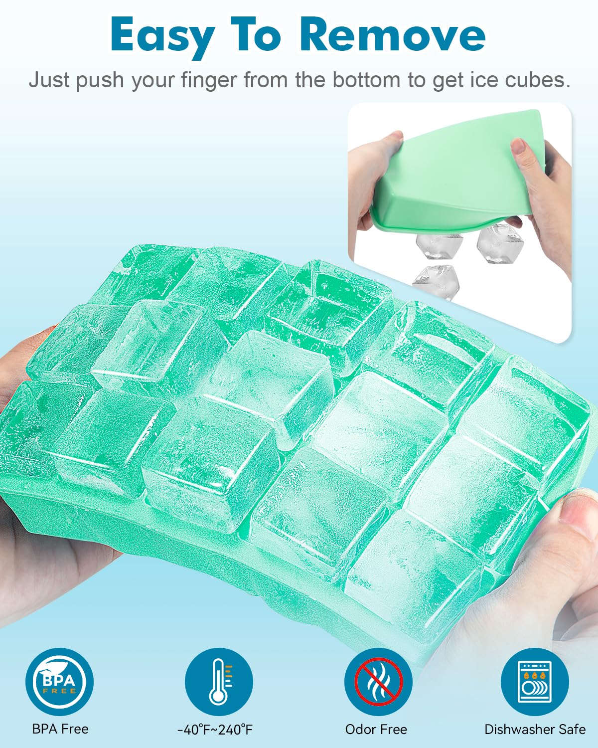 Silicone Ice Cube Trays for Freezer Set of 2 (8 Ounce)