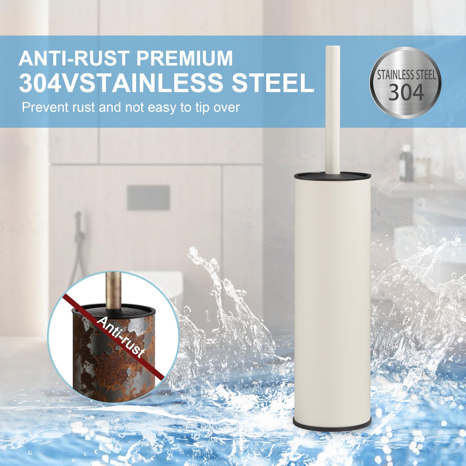 White Toilet Brush and Holder