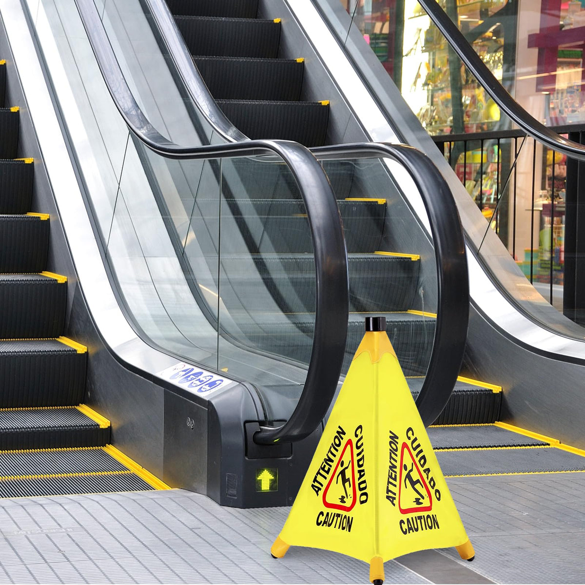 12 Pcs Pop up Wet Floor Sign with Storage Tube 20 Inch Wet Safety Signs Commercial Caution Safety Cone Pop up Caution Sign for Commercial Stores Grocery Restaurant Restroom Office Use (12 Count)