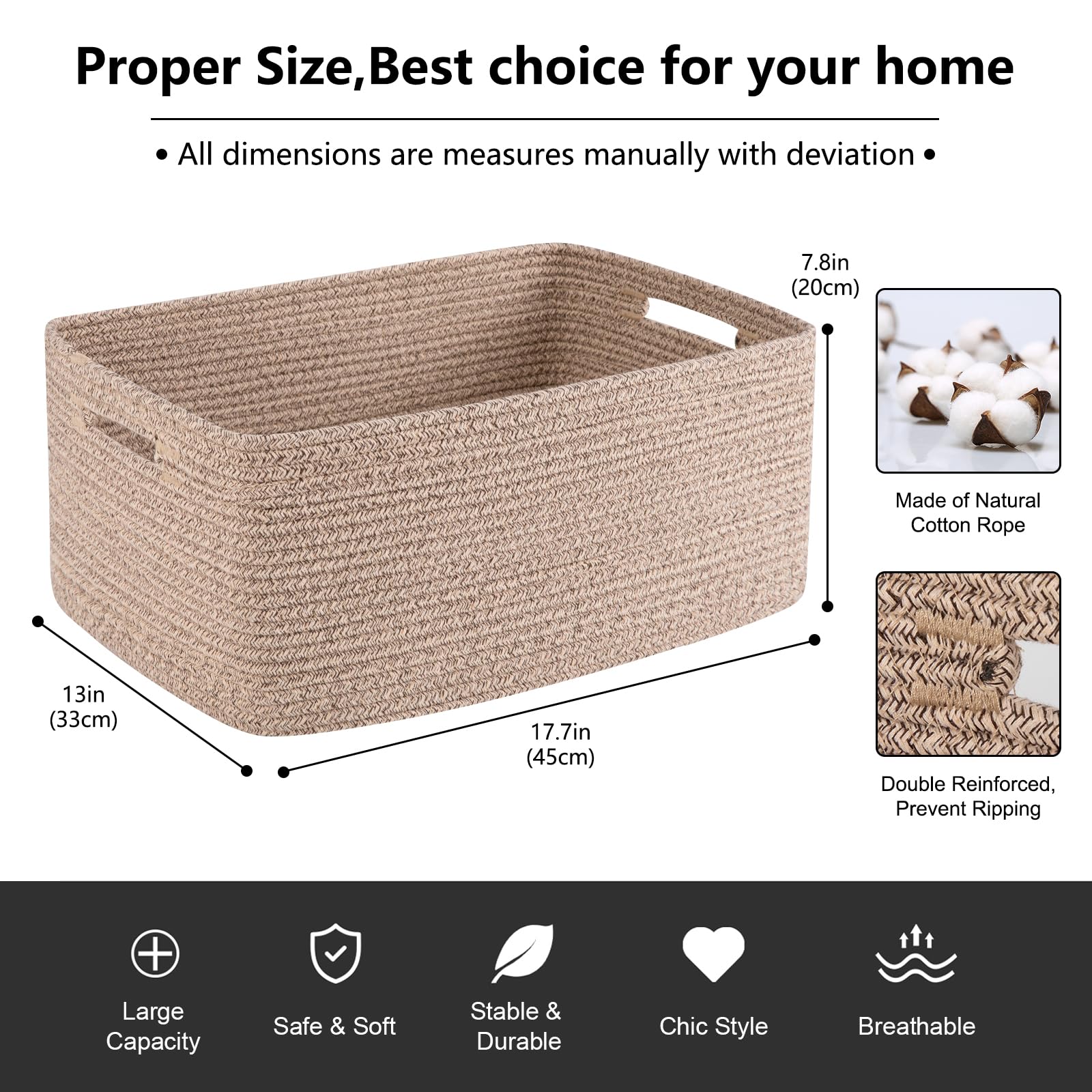 Large Storage Basket for Organizing (2 Count)