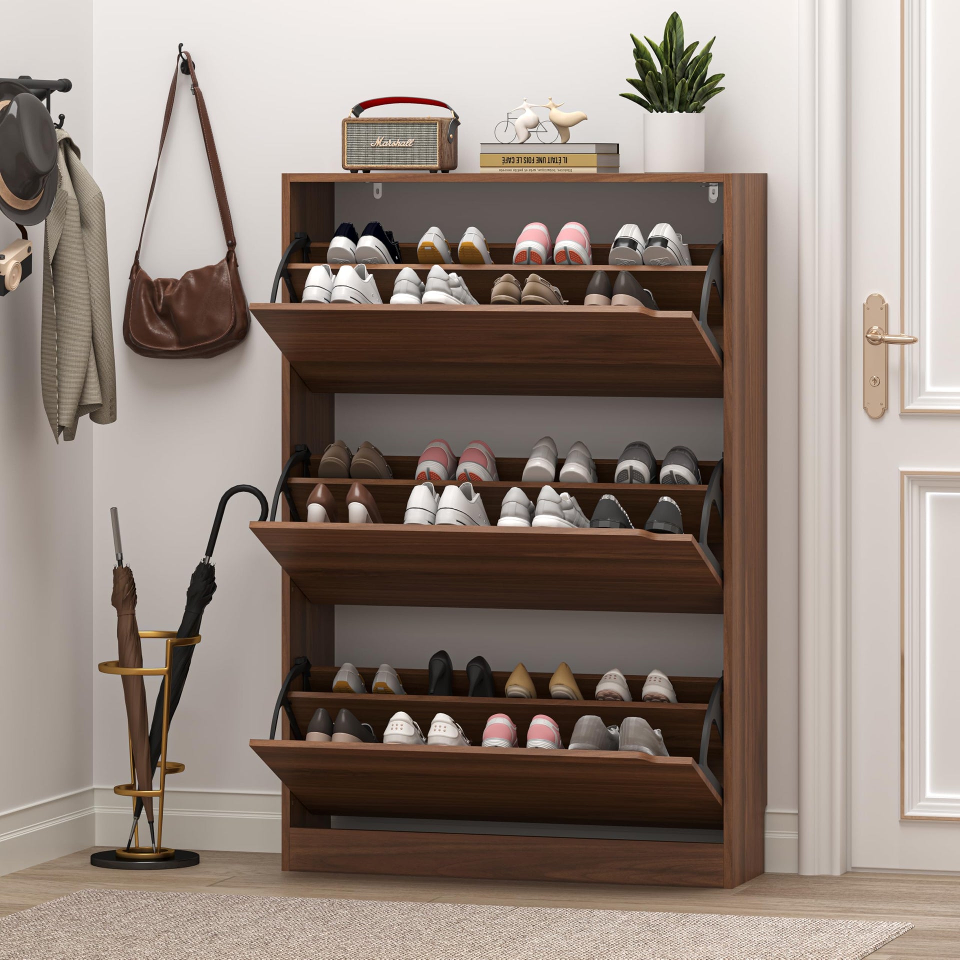 Shoe Cabinet with 3 Flip Drawers
