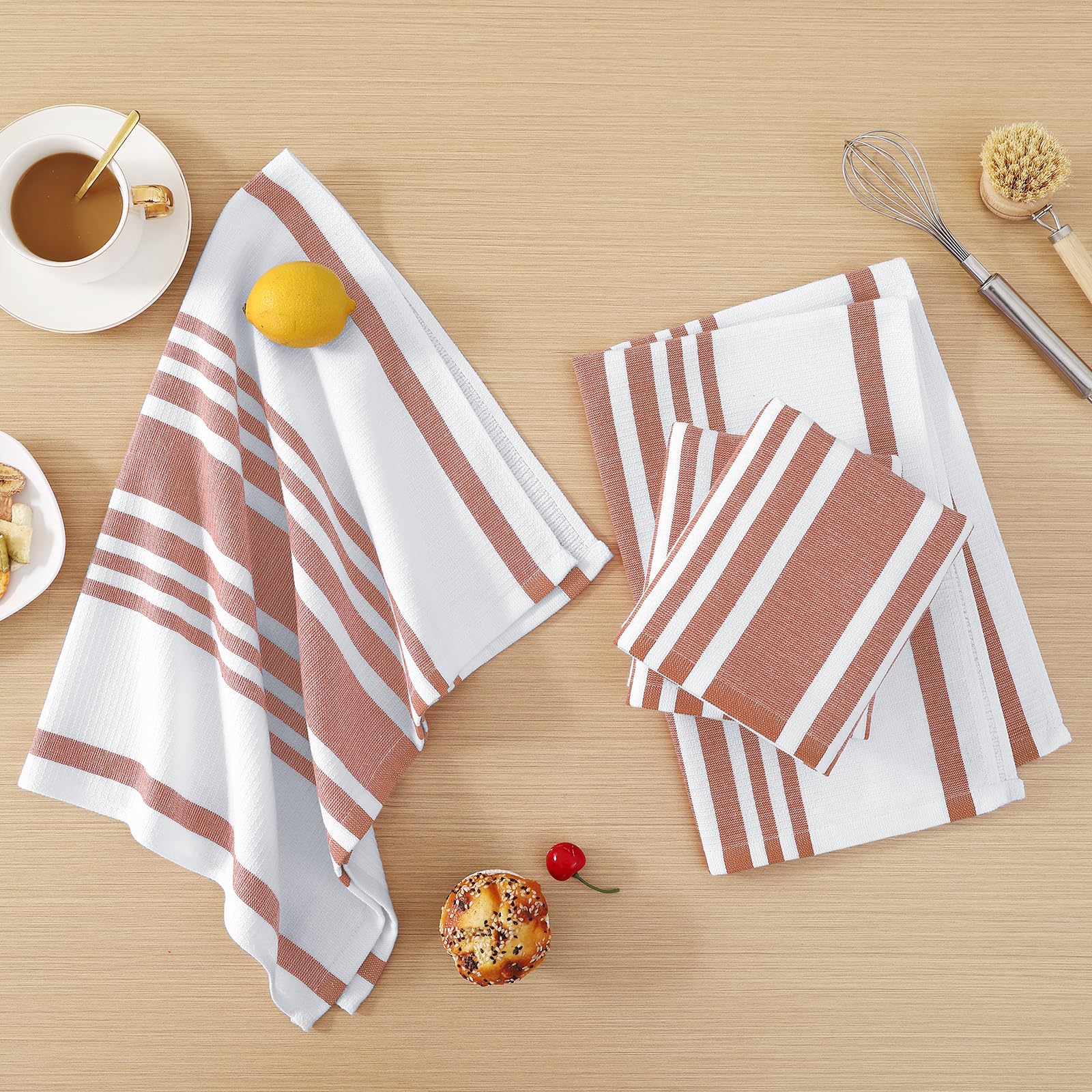 Premium Cotton Stripe Kitchen Towels 8 Pack (8 Count)