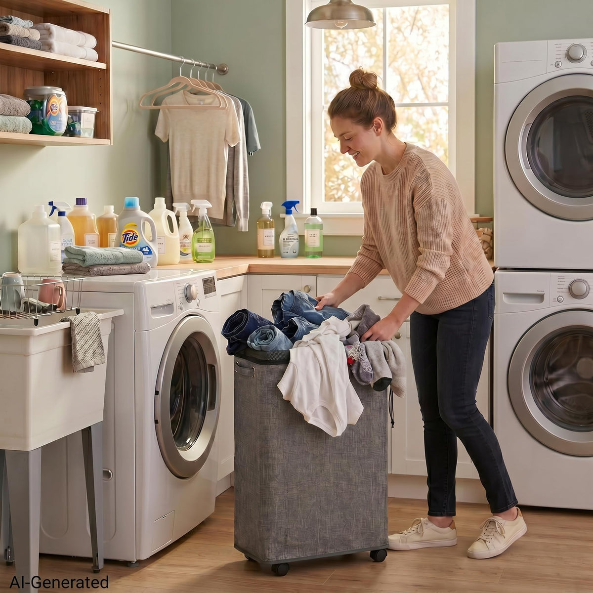 29" Enlarged Slim Rolling Laundry Basket Hamper on Wheels