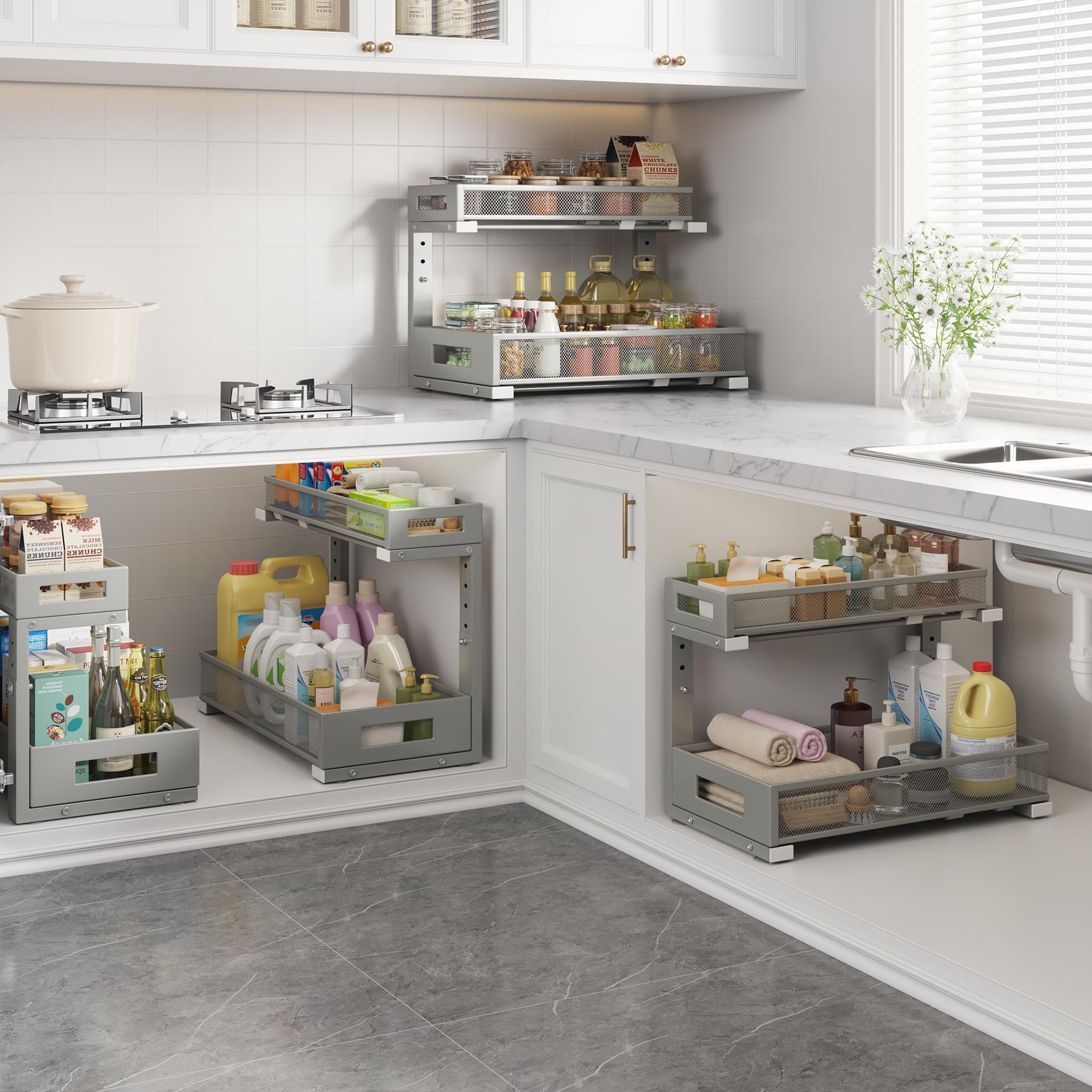 1 Pack 17IN Depth Under Sink Storage Organizer