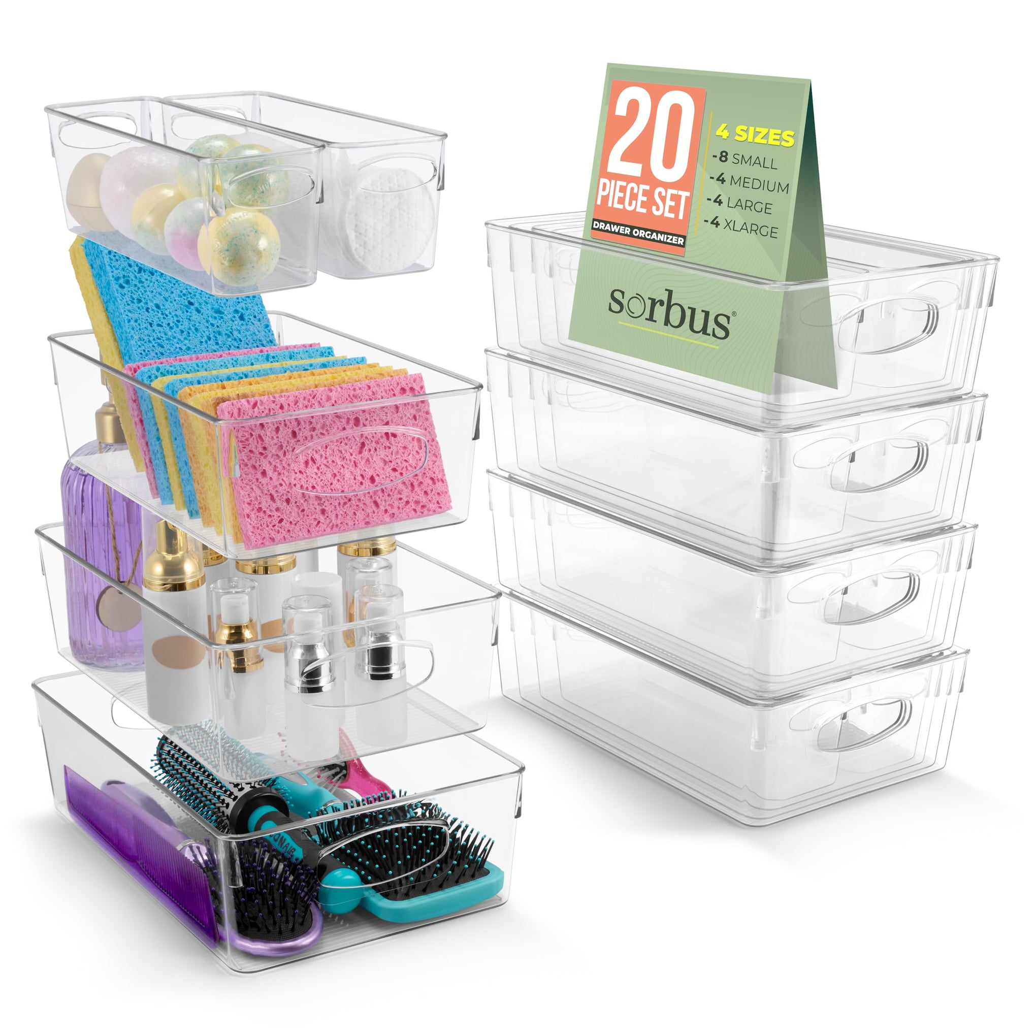 Clear Plastic Storage Bins for Organizing (20 Count)