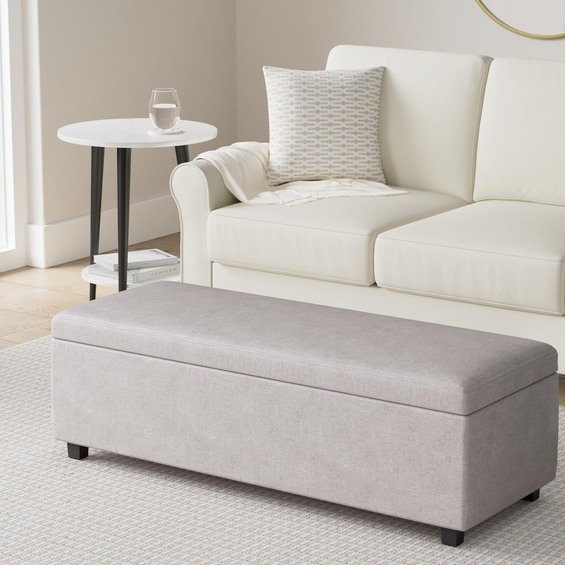 Avalon Banco contemporáneo tipo otomana rectangular con almacenamiento de 48 pulgadas de ancho