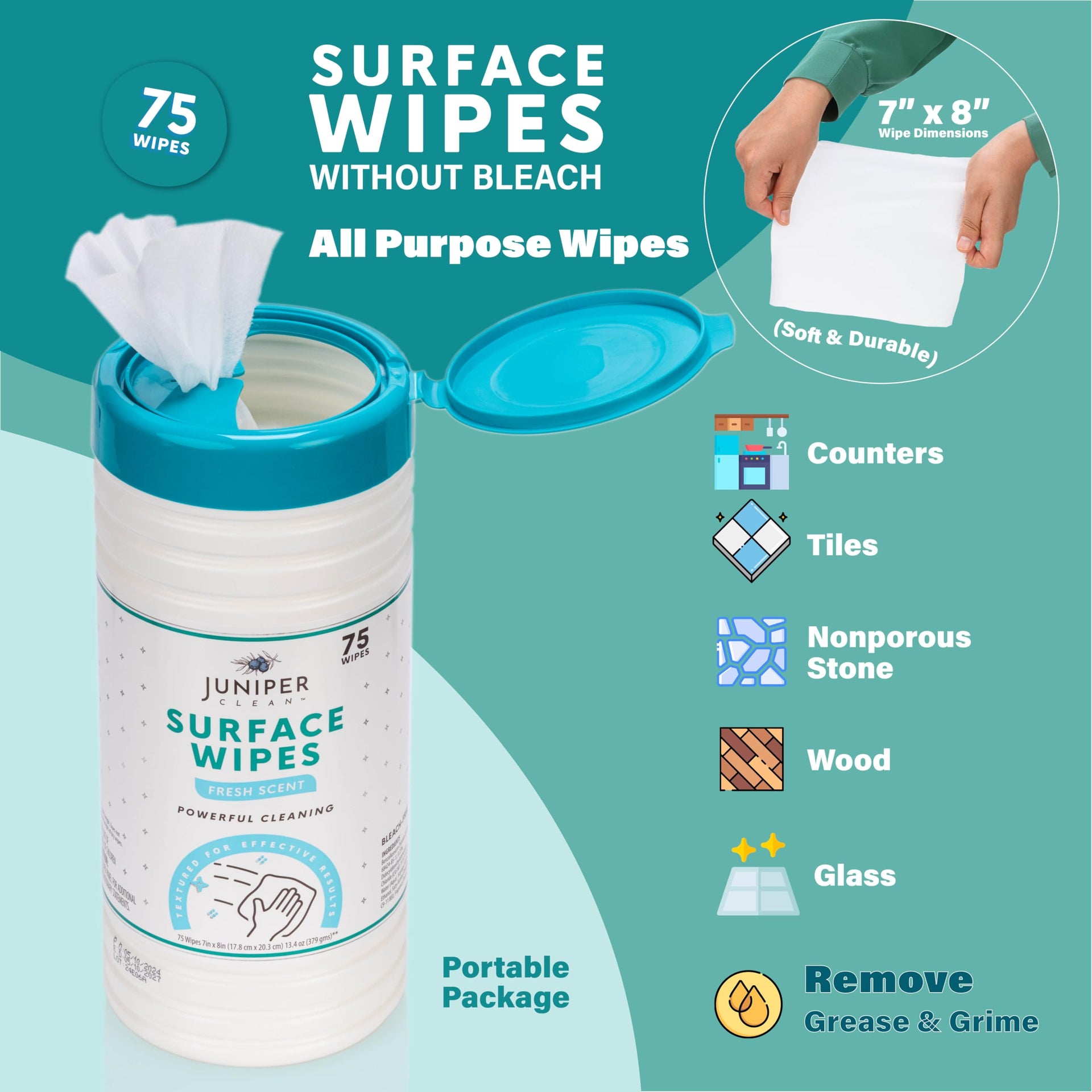 1 Pack Surface Cleaning Wipes Bleach Free (75 Count) - ModHome Supplies