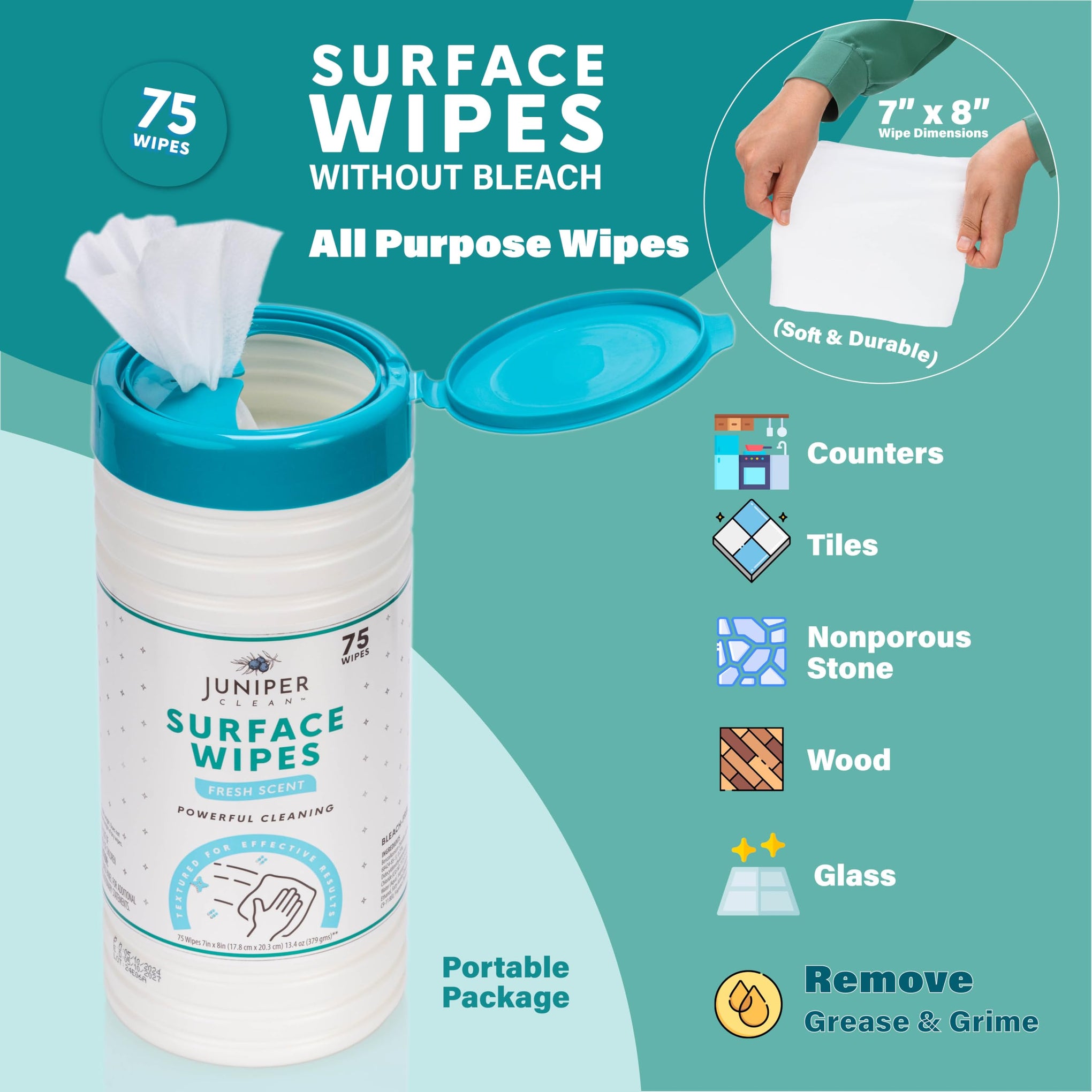 1 Pack Surface Cleaning Wipes Bleach Free (75 Count) - ModHome Supplies