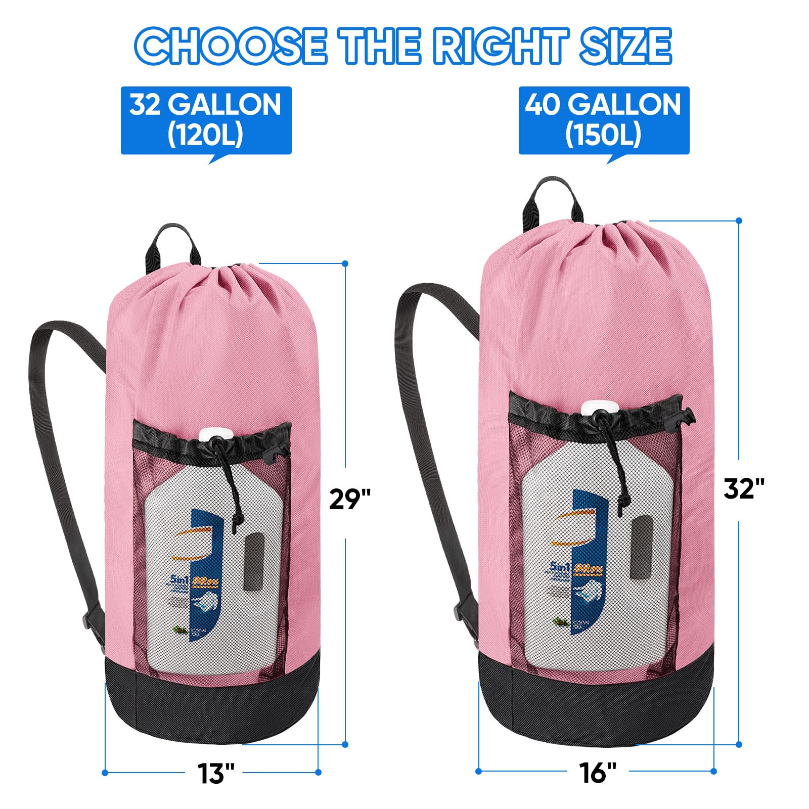 2PK 120L Laundry Bag Backpack (2 Count)