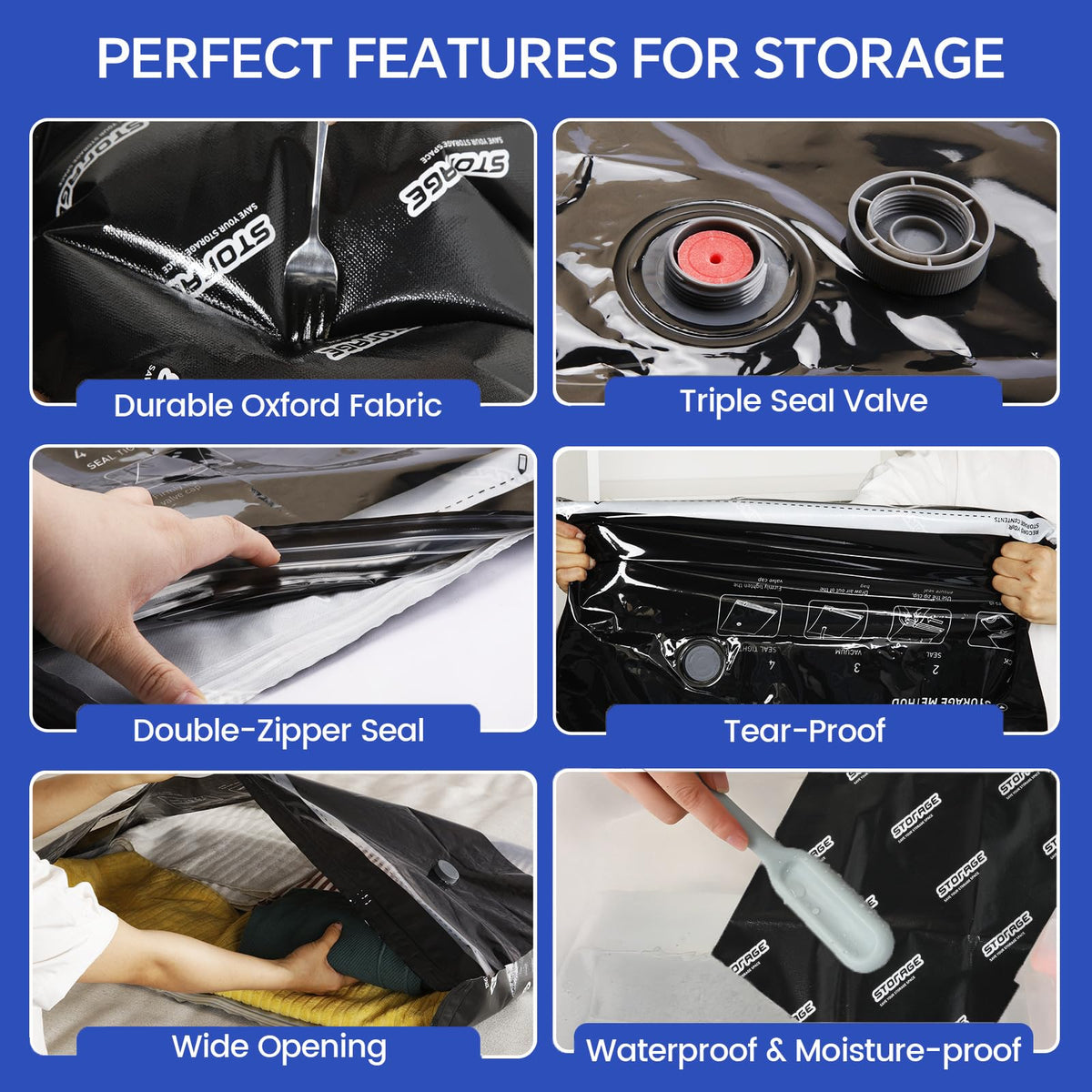 15 Pack Fabric Vacuum Storage Bags with Wireless Electric Pump