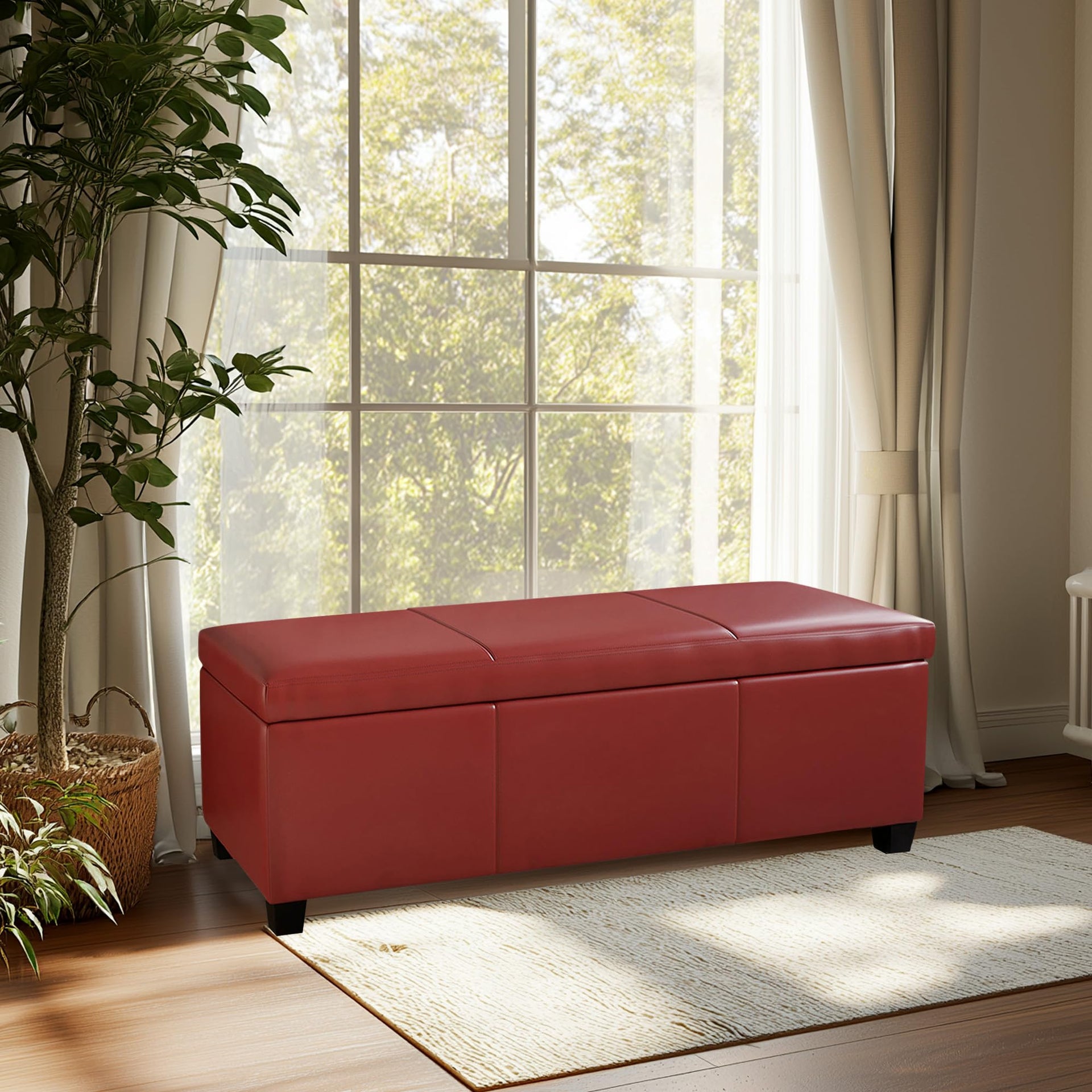 Storage Faux Leather Ottoman