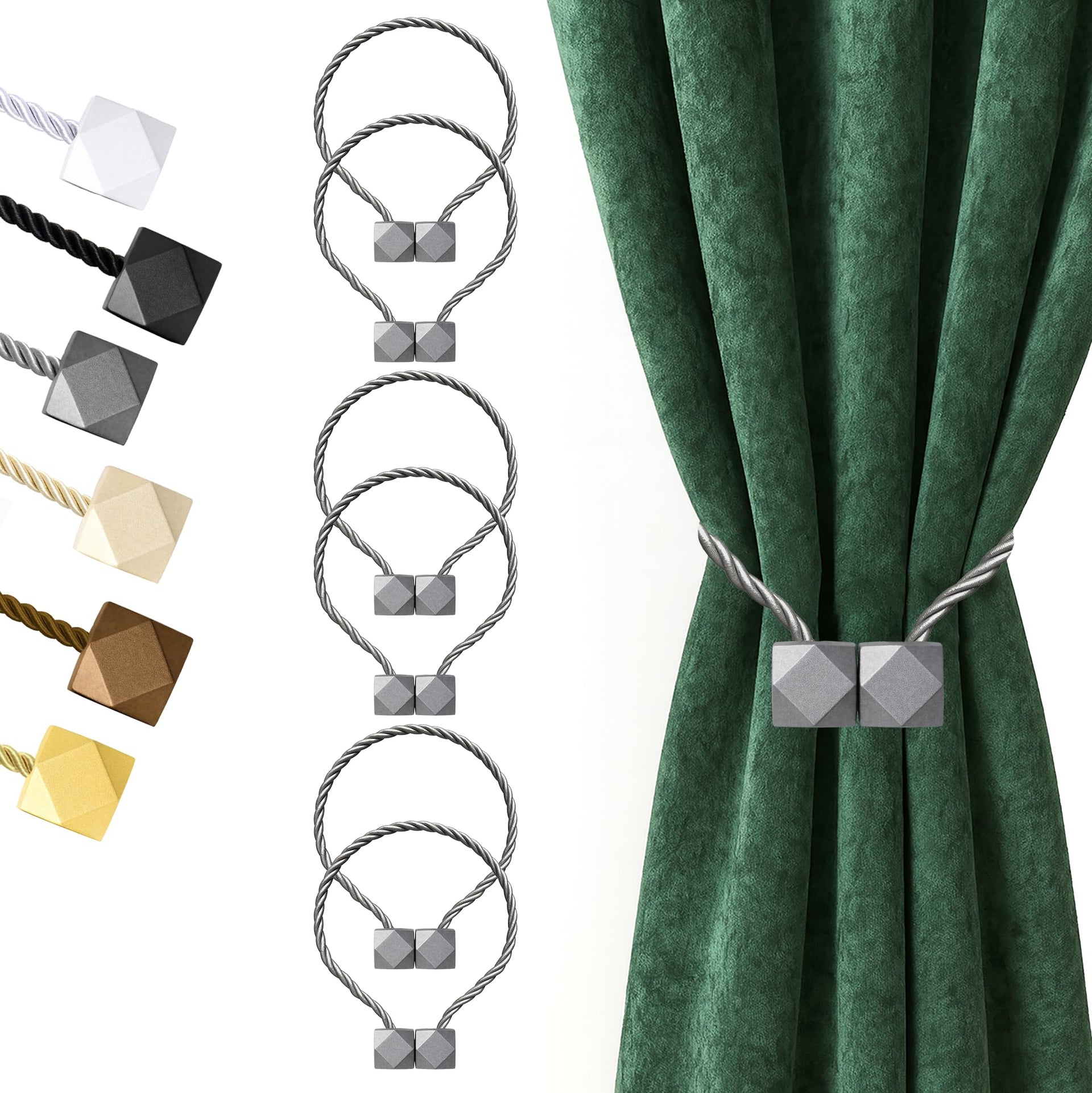 Magnetic Curtain Tiebacks Grey 6pcs (6 Count)