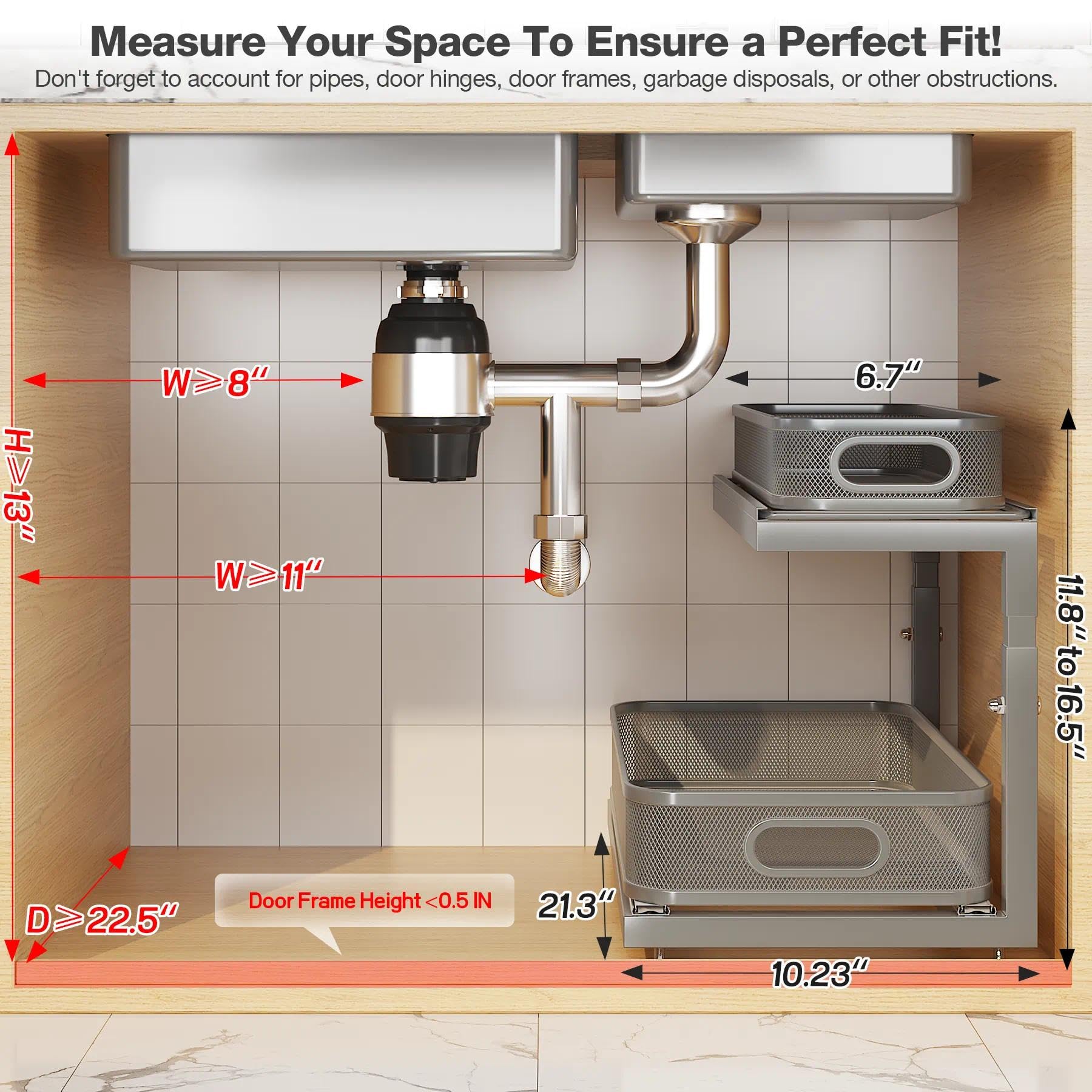 2 Pack 21.3 IN Depth Under Sink Organizer With Next (2 Count)