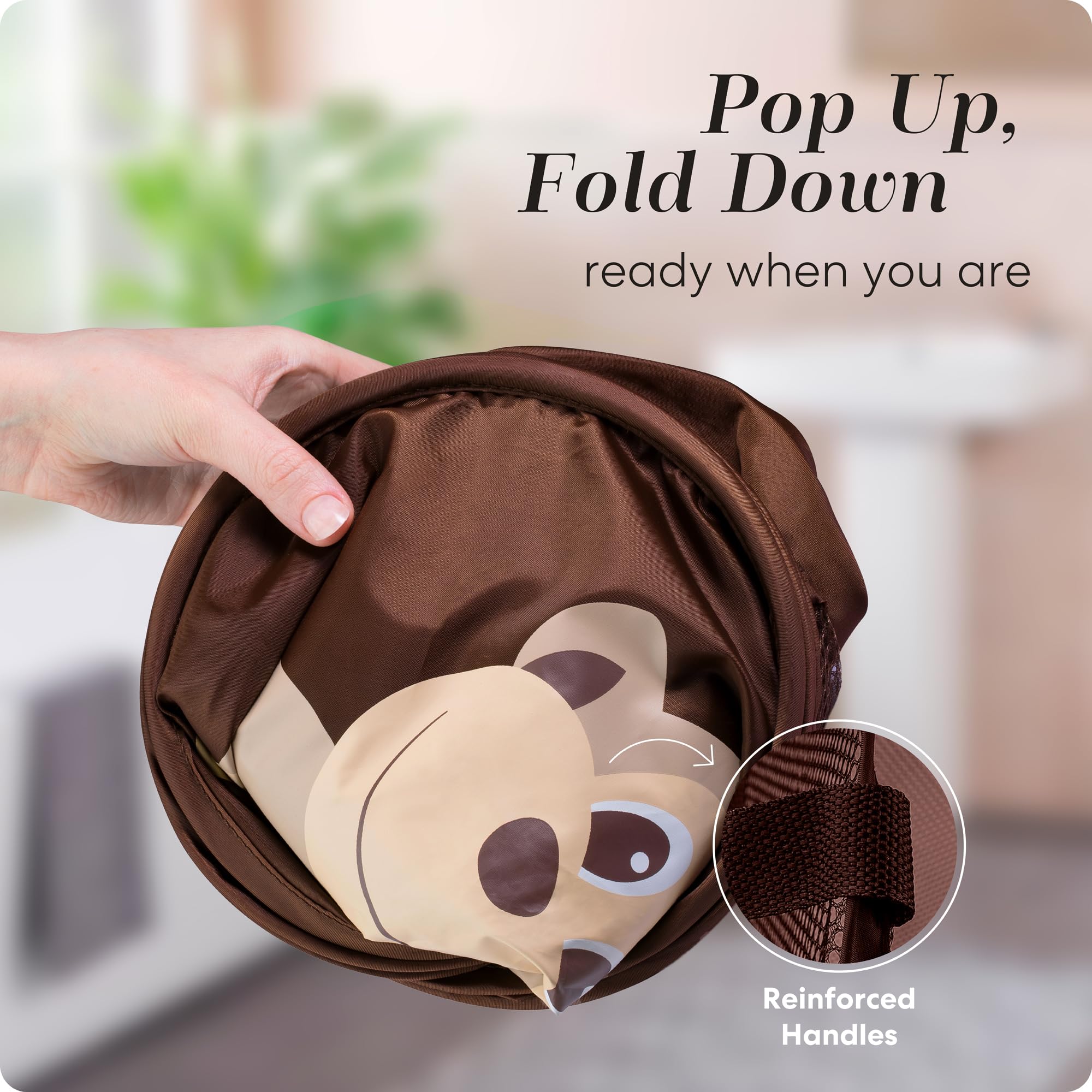 Collapsible Mesh Pop Up Laundry Hamper with Side Pocket