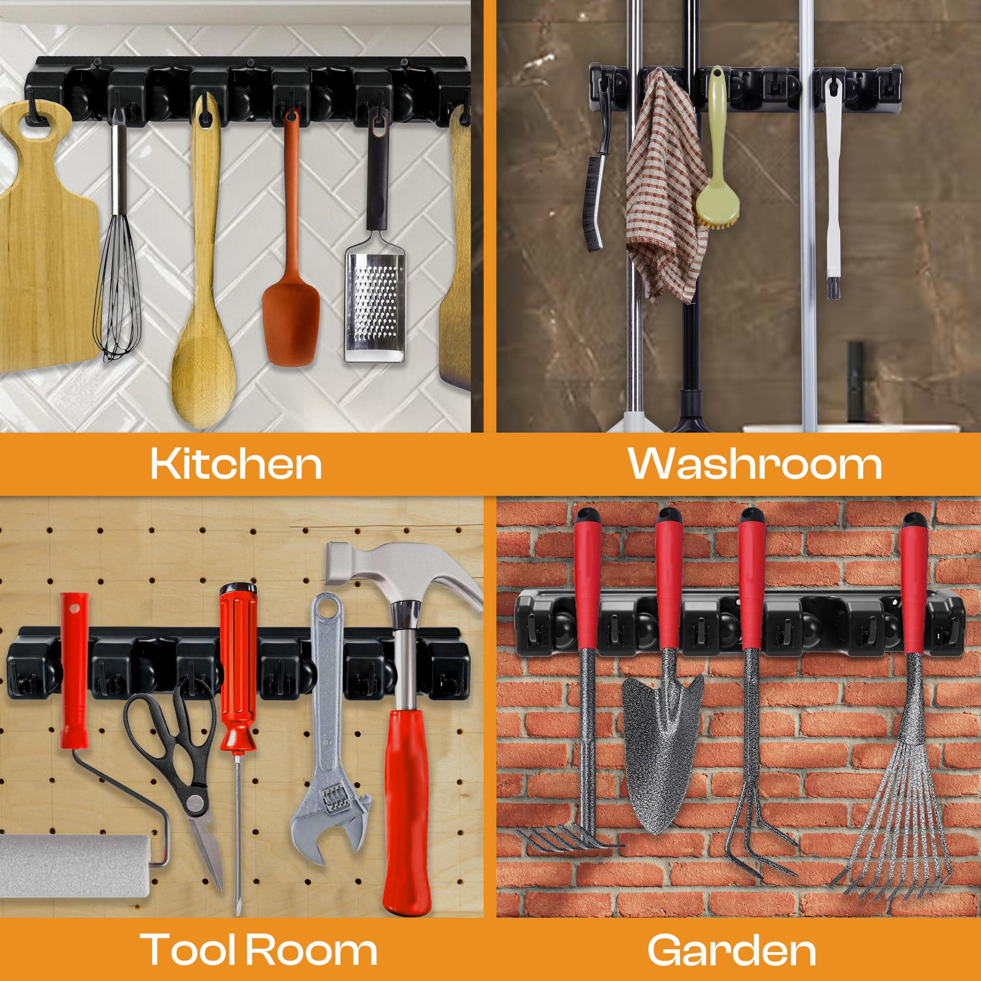 ABS Plastic Broom Holder Wall Mount