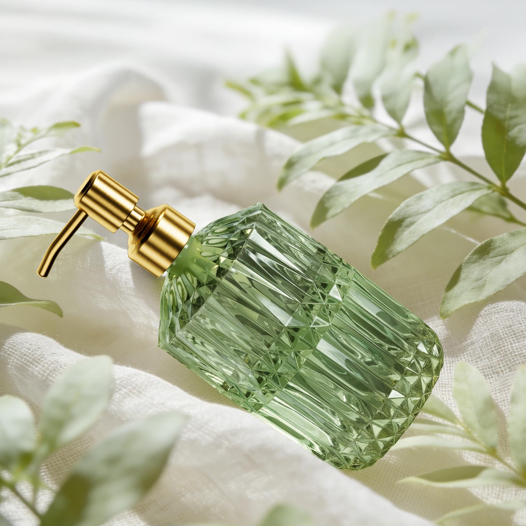 Soap Dispenser Green Glass Soap Dispenser with Pump Stainless Steel