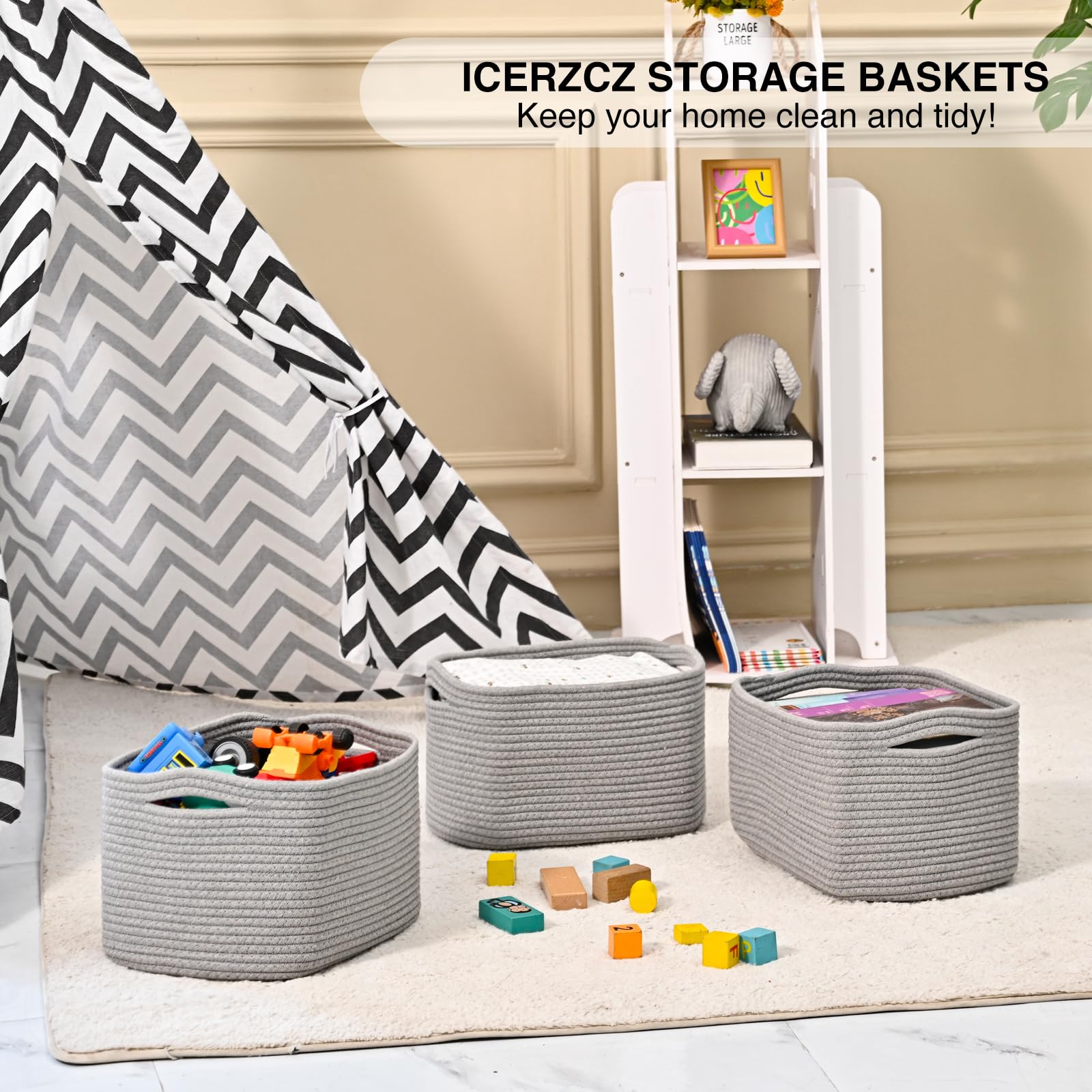Small Storage Baskets for Shelves Organizing (4 Count)