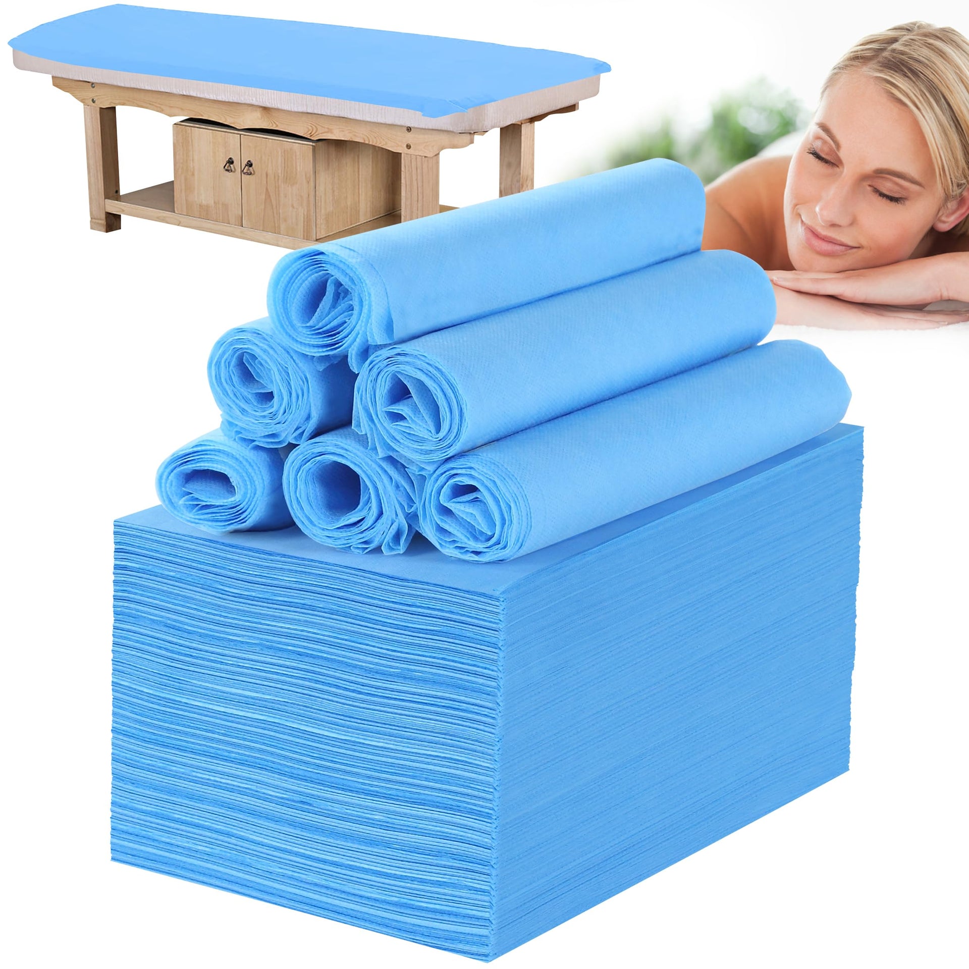 Disposable Bed Sheets for Massage Table 100 Pcs 31" x 71" Waterproof Massage Table Sheets Soft Non Woven Fabric SPA Massage Table Bed Cover Breathable for Beauty Tattoos Waxing Travel (100 Count)