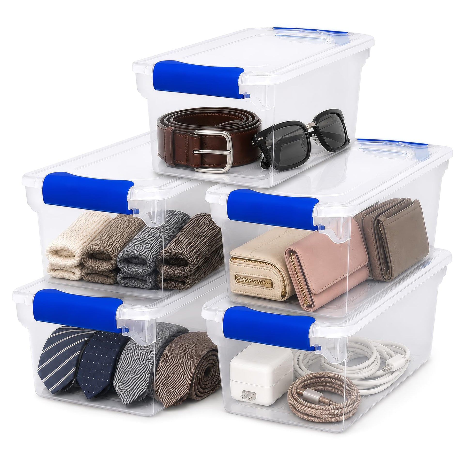 Clear Plastic Storage Bins w (5 Count)