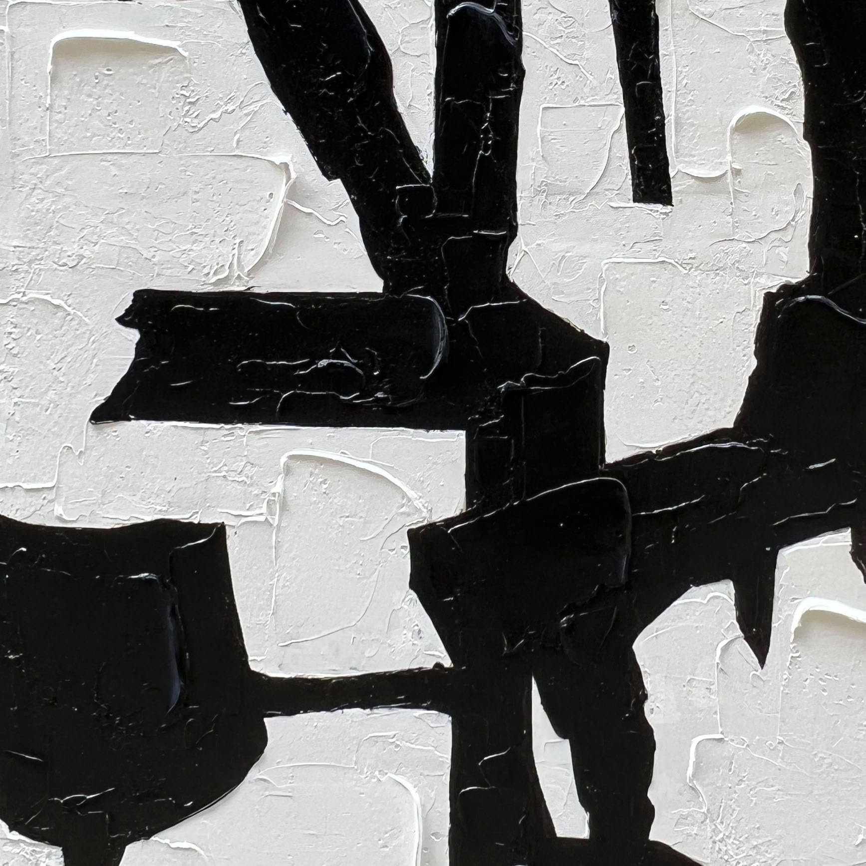 Hand Painted Black and White Wall Art Minimalist Black and White Abstract Painting Large Oil on Canvas Texture Wall Art 45x30 inches