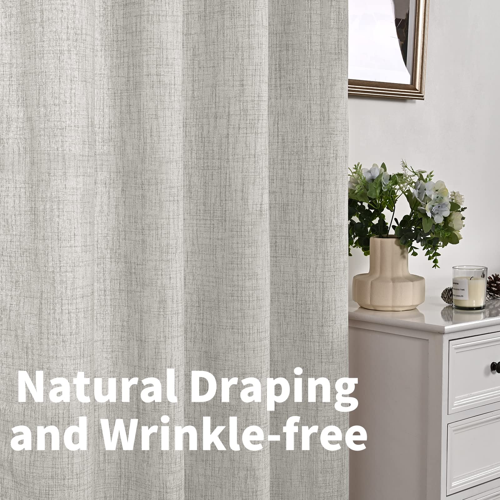 Light Grey Linen Curtains 78 Inch Length for Living Room 2 Panels (2 Count)