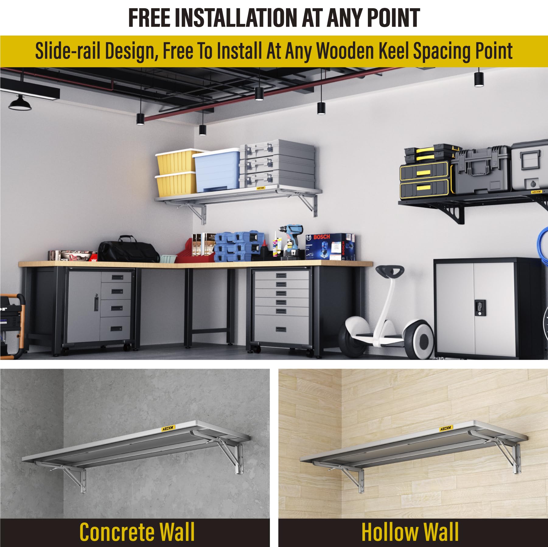 1.3x4ft Adjustable Rail Type Folding Storage Rack Shelf