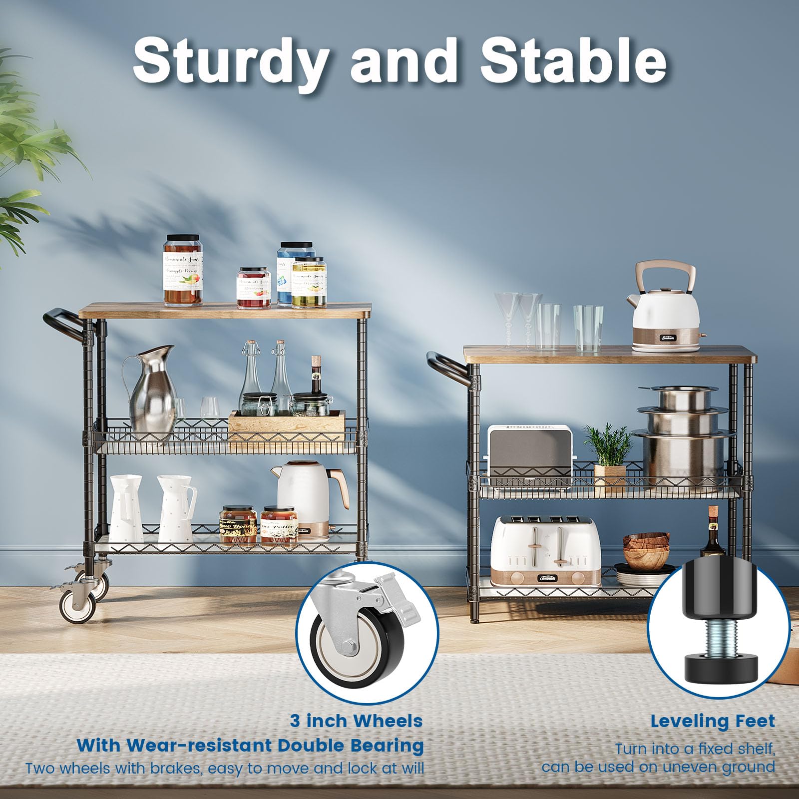 Rolling Kitchen Carts with Wheels