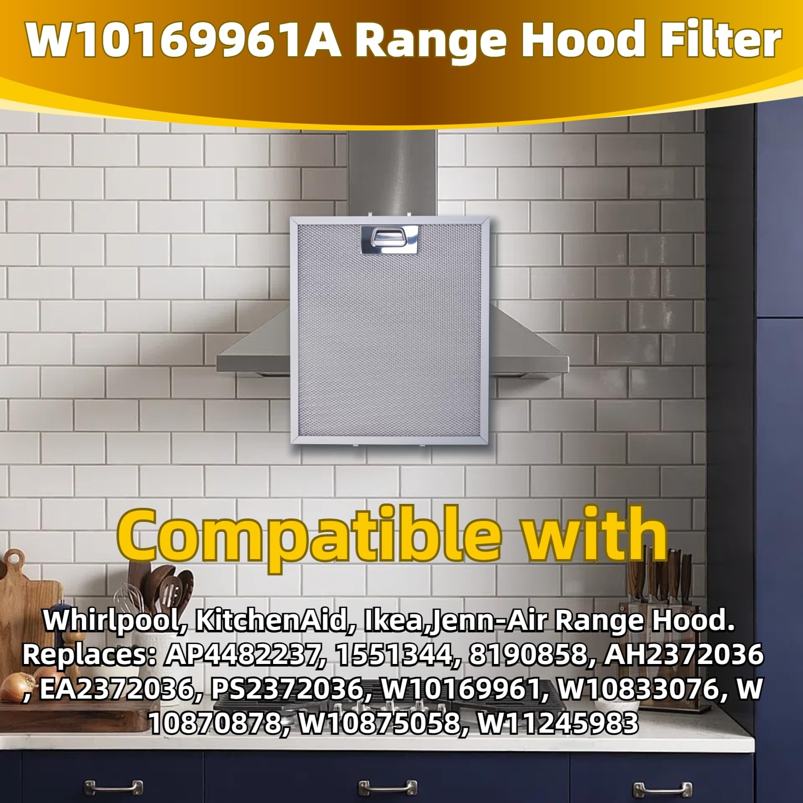 W10169961A 5 Layer Aluminum Mesh Range Hood Filter 12" x 10.5" 2 pack