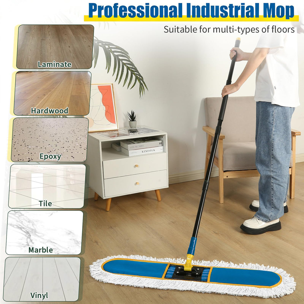 24" Commercial Dust Mop for Floor Cleaning