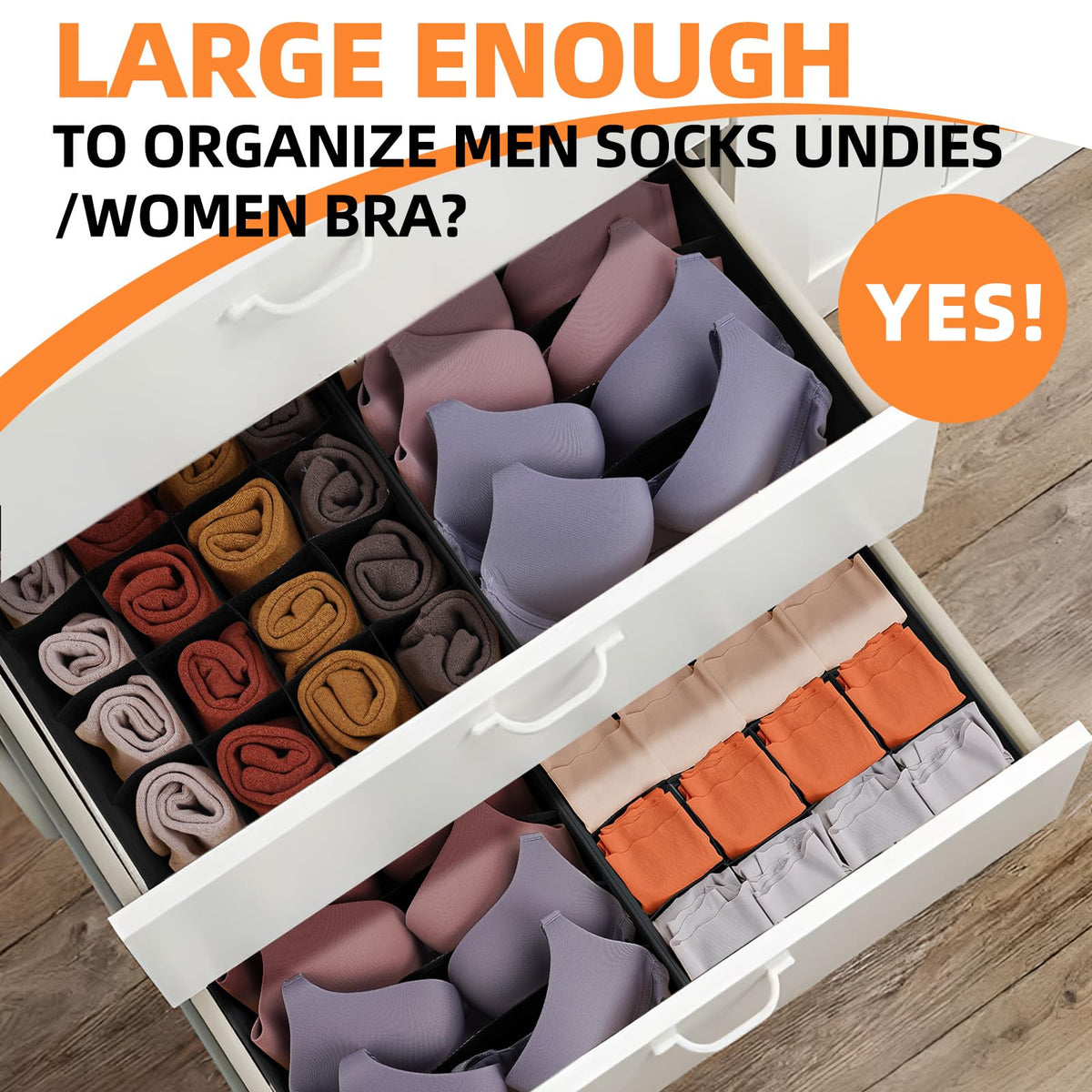 6 Pack Sock Underwear Drawer Organizer Dividers (6 Count)