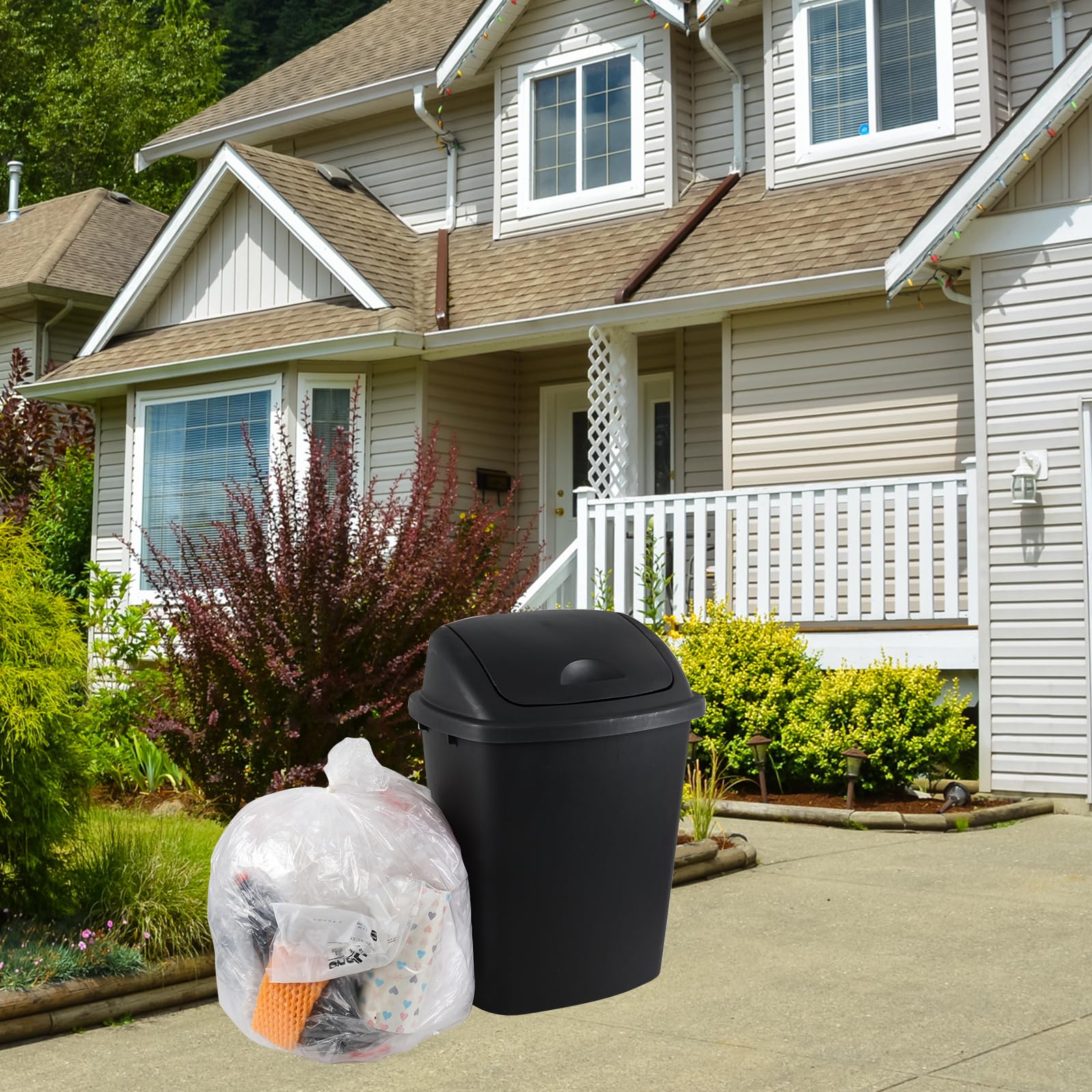 40L 10 Gallon Plastic Swing Lid Trash Garbage Cans (4 Count)