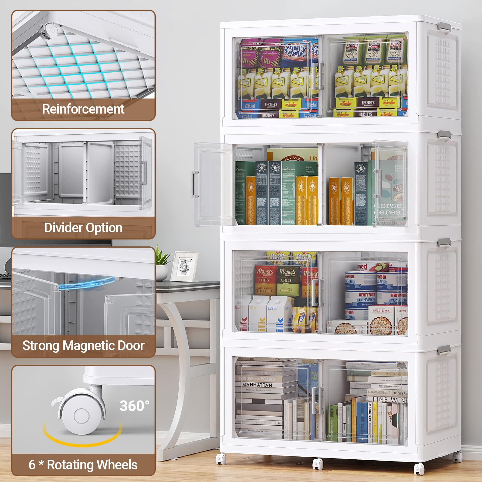 800 Qt Stackable Storage Bins Foldable Cabinet (4 Count)