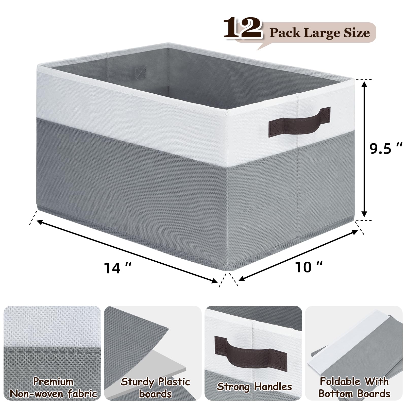 12 Pack Large Storage Baskets for Shelves (12 Count)