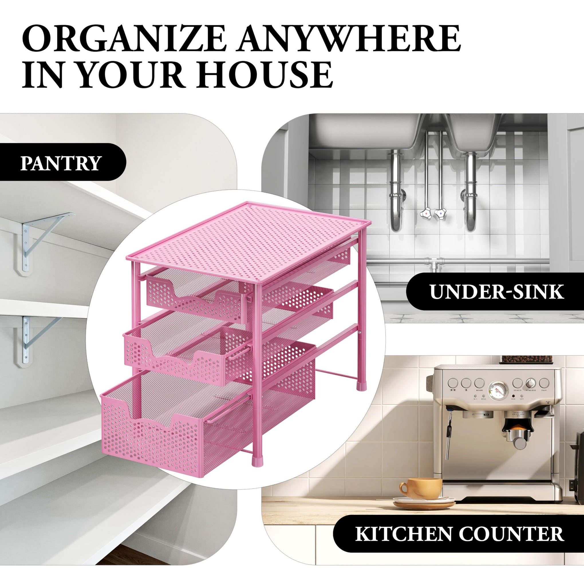 Stackable 3 Tier Sliding Basket Organizer Drawer