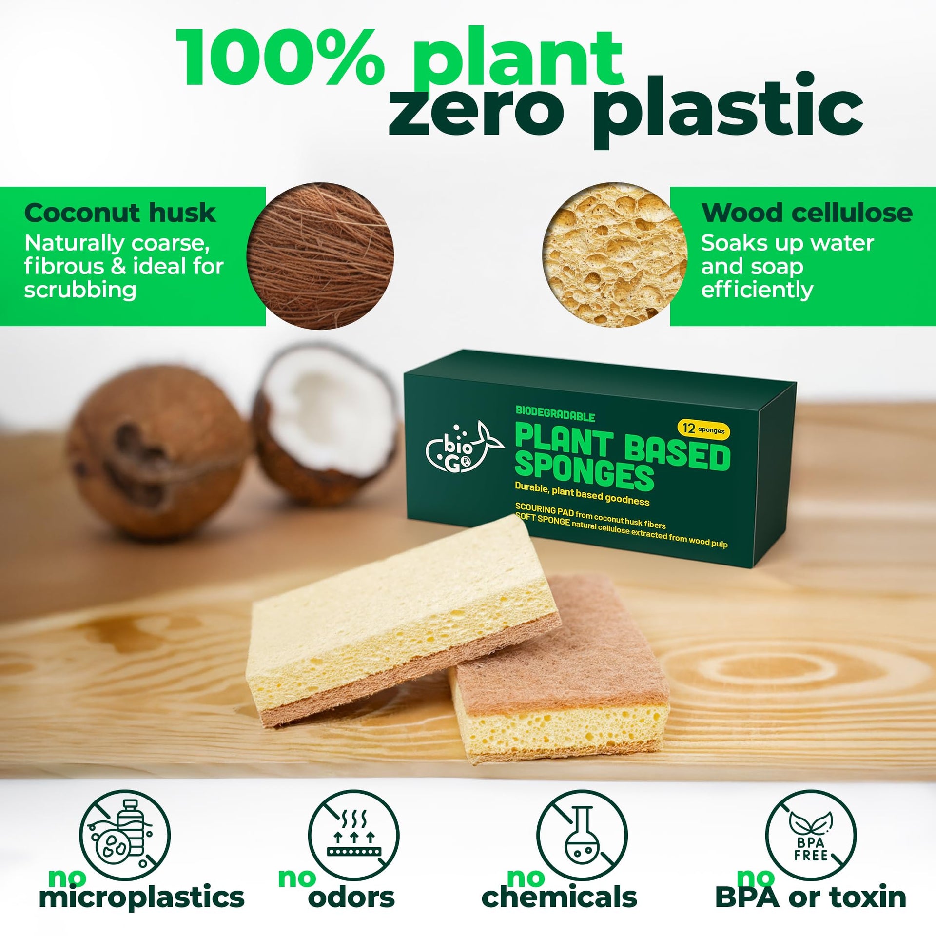 Biodegradable Kitchen Sponges (24 Count)