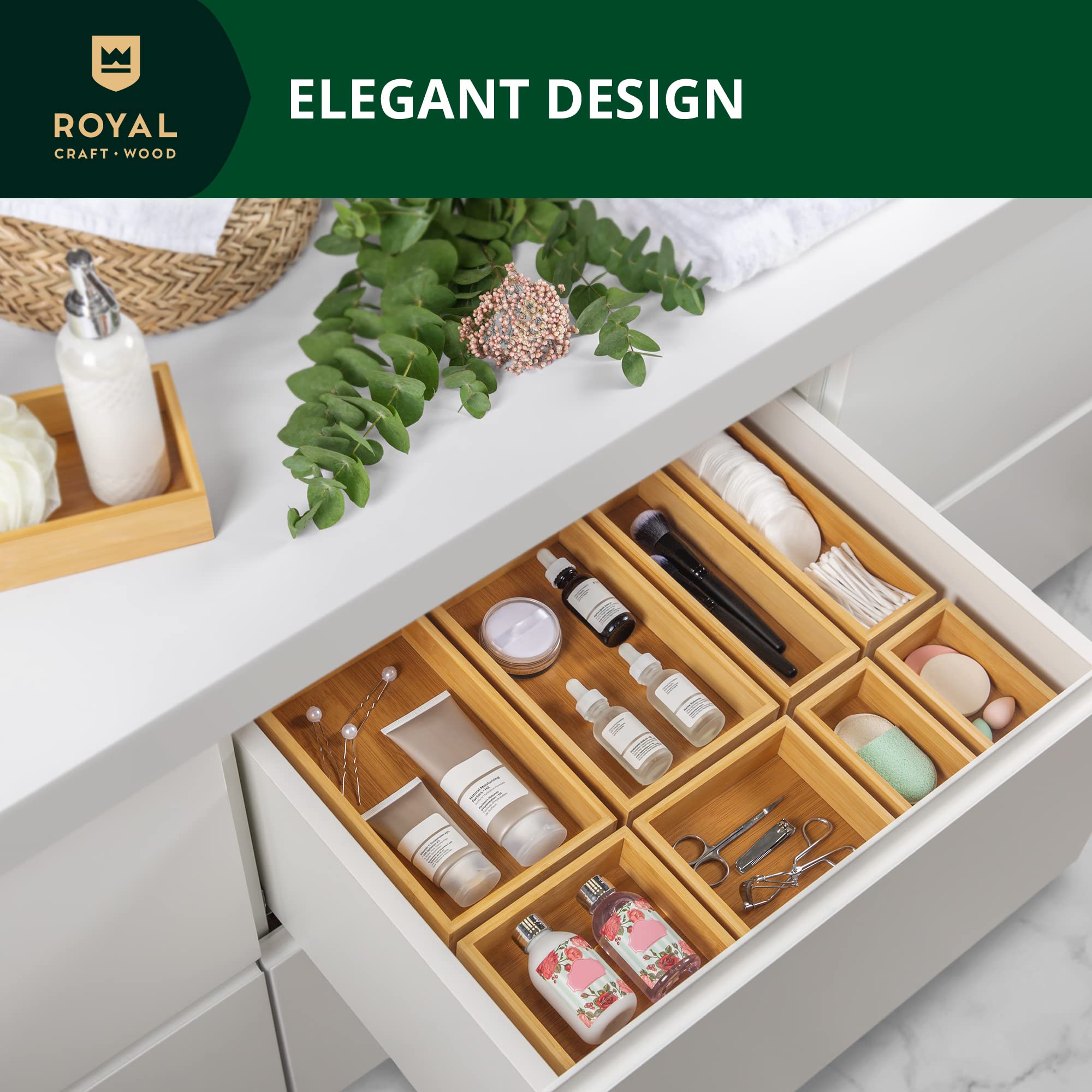 Bamboo Jewelry Organizer Box & Chests Set (8 Count)