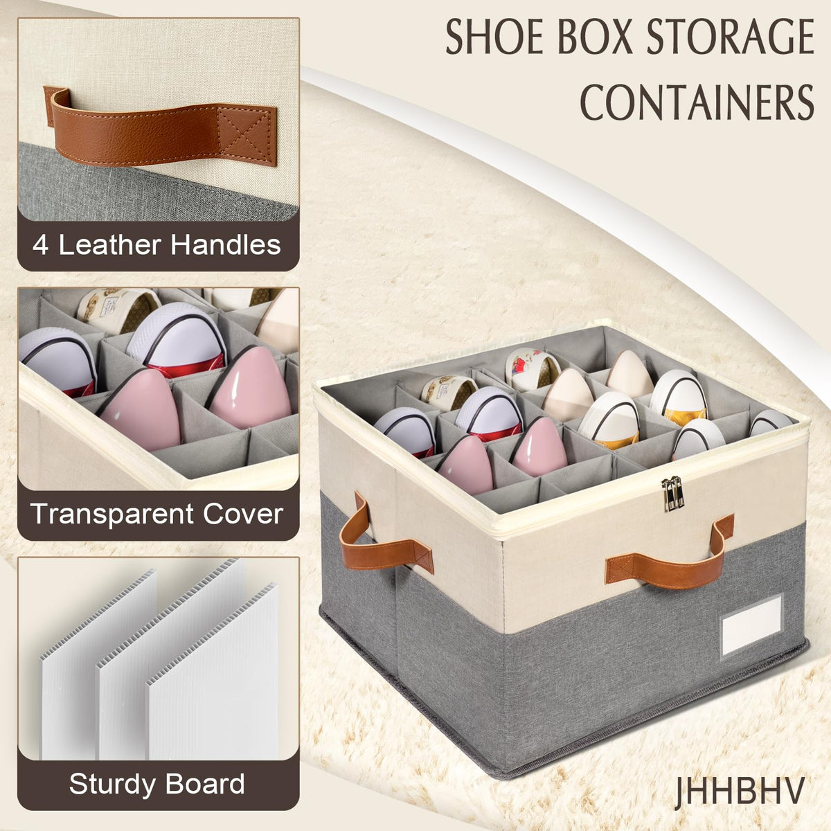 1 Pack Shoe Organizer for Closet with Adjustable Divider Shoe Storage Box